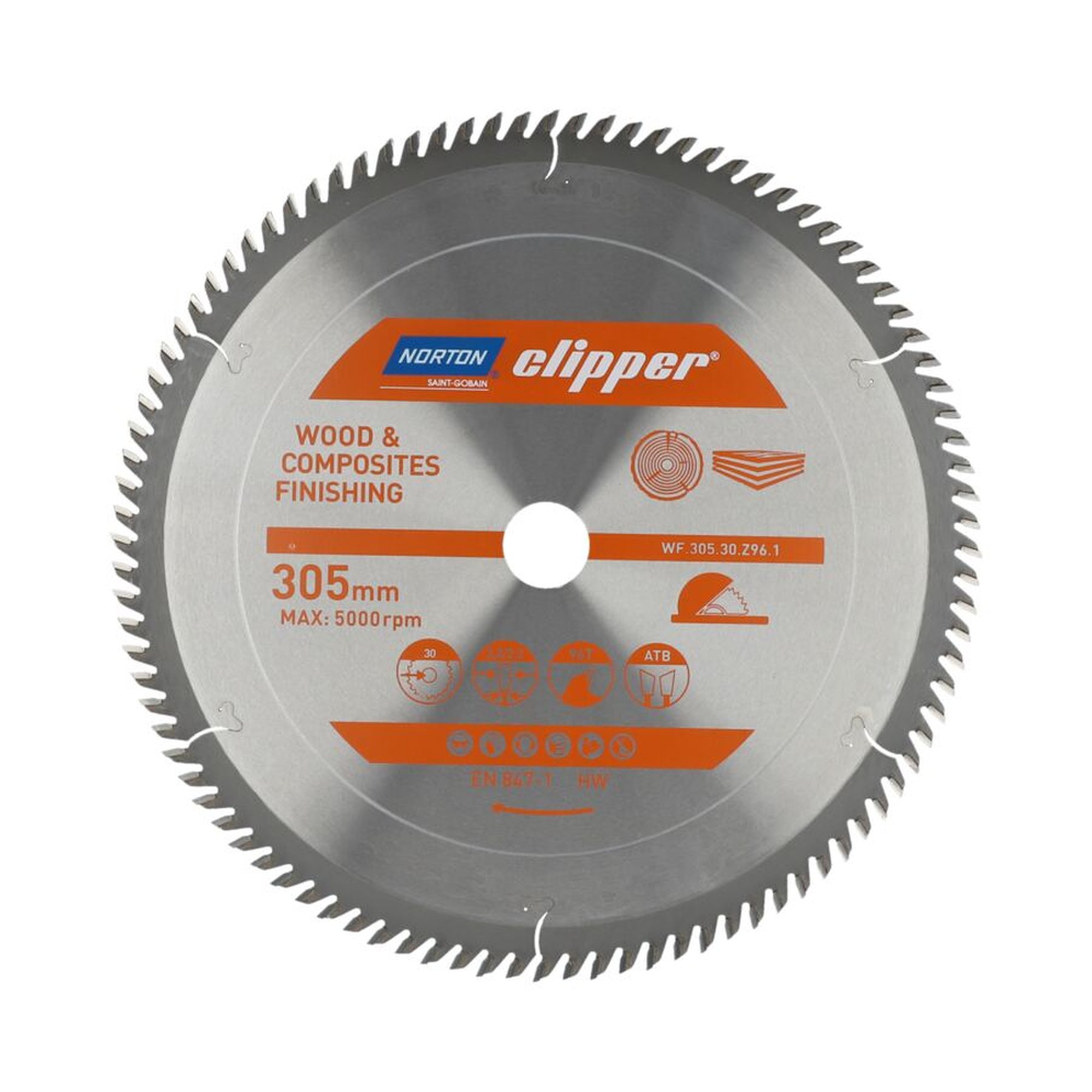 Norton Clipper TCT-Sägeblatt 305x3.2mm für Holzveredelung, 30mm Bohrung