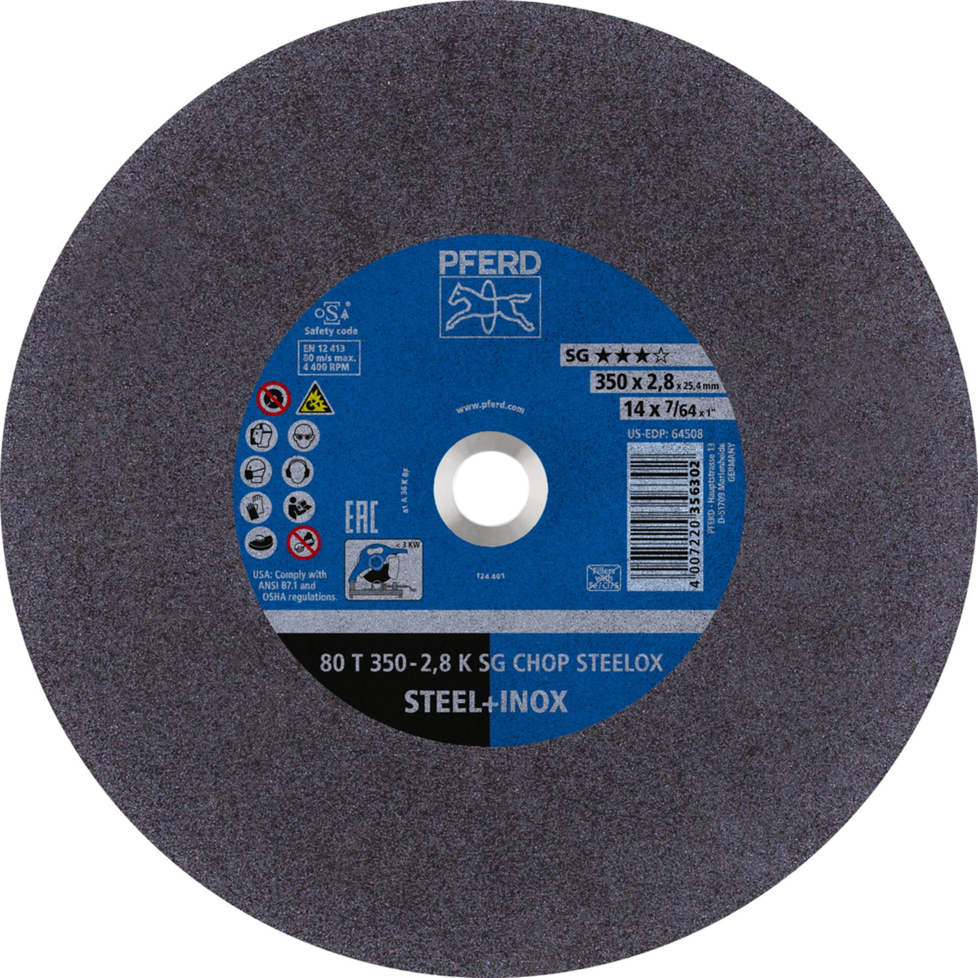 10 x PFERD Trennscheibe CHOPSAW 80 T 350-2,8 K SG CHOP STEELOX/25,4