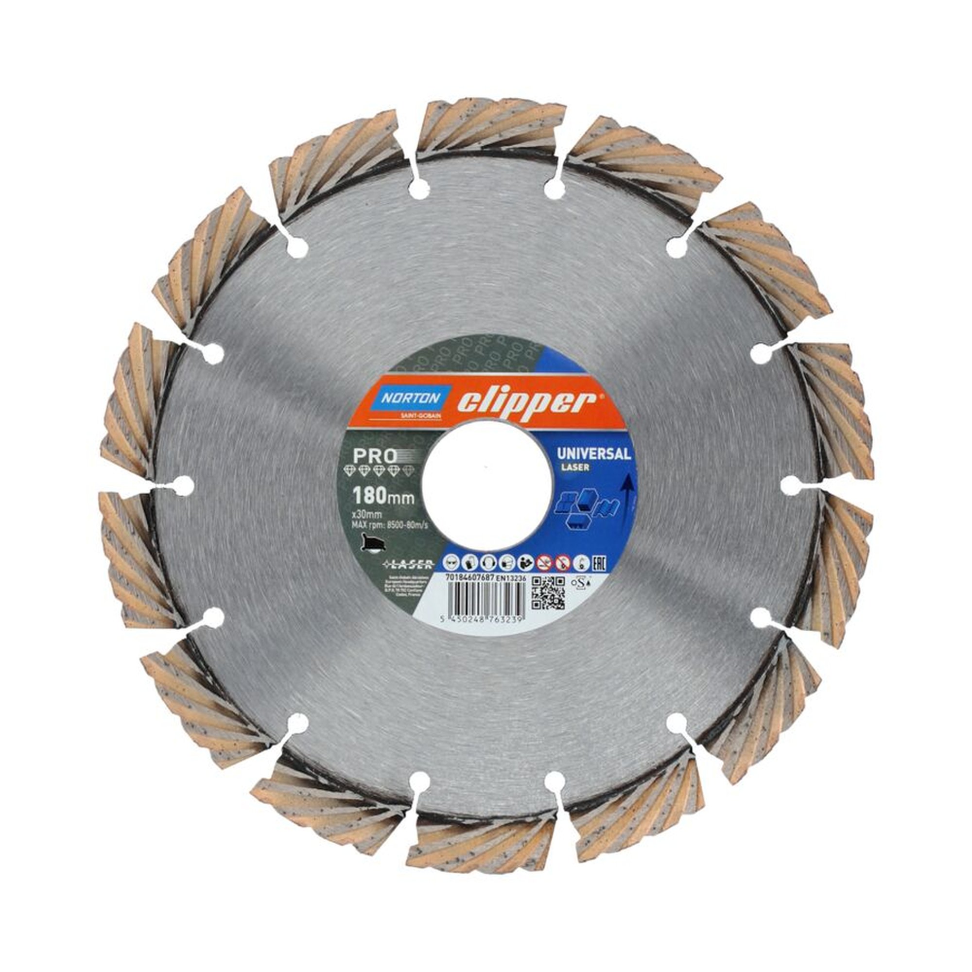 Norton Clipper PRO UNIVERSAL LASER Diamantscheibe 180x30mm für vielseitigen Einsatz