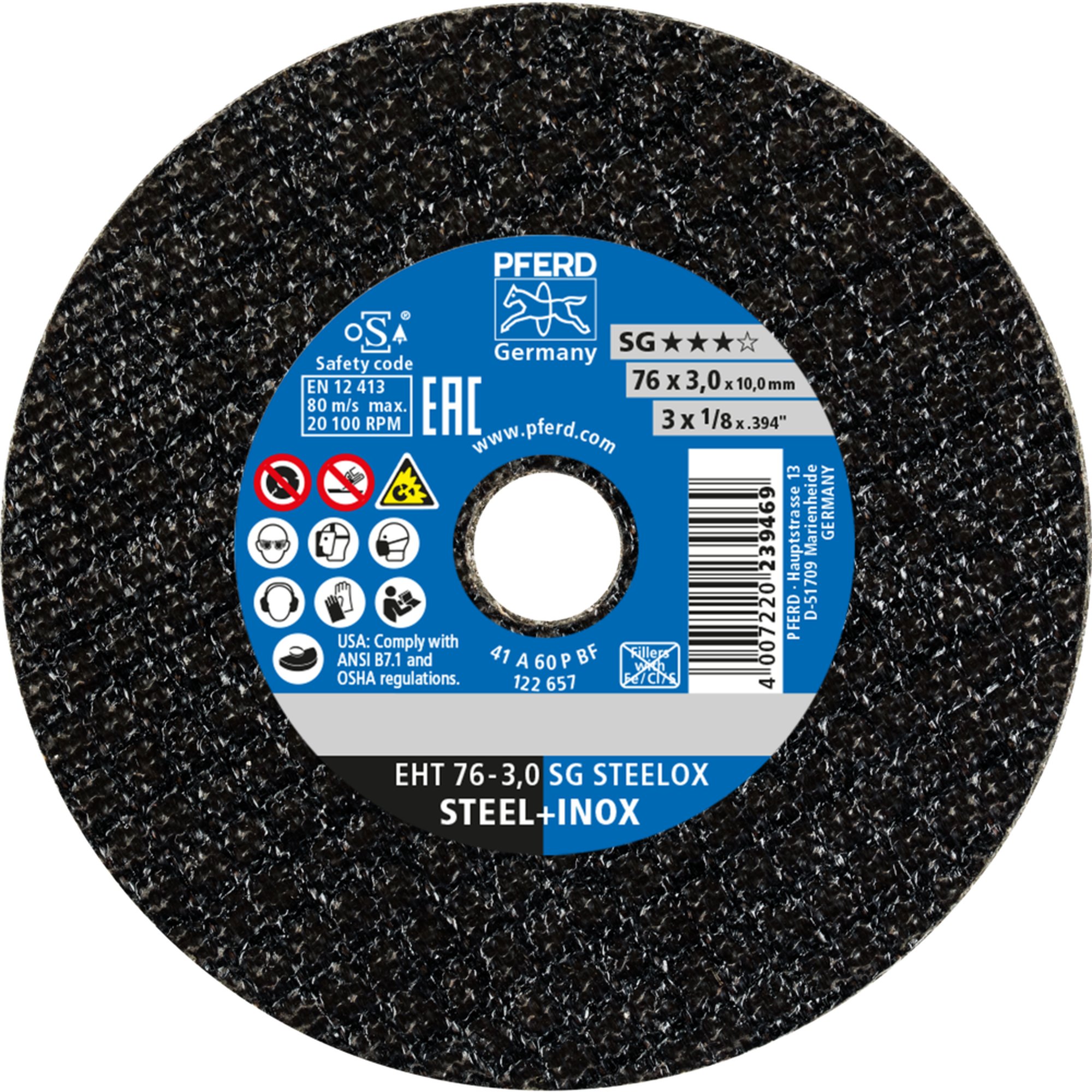 50 x PFERD Trennscheibe EHT 76-3,0 SG STEELOX/10,0