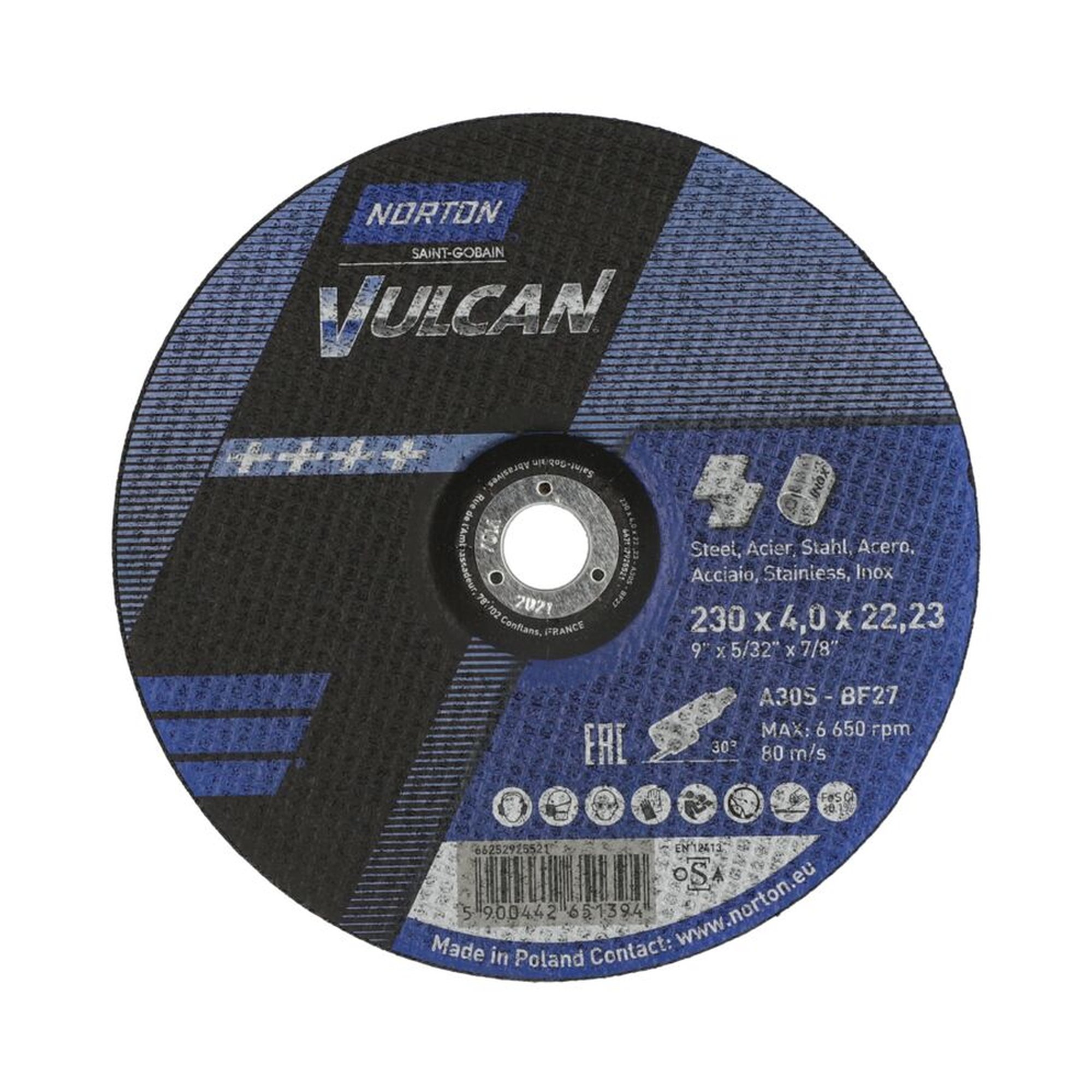 Norton Schruppscheibe gekröpft 230x4,0x22,23 A 30 S Vulcan für Metallbearbeitung | Aktionspreis