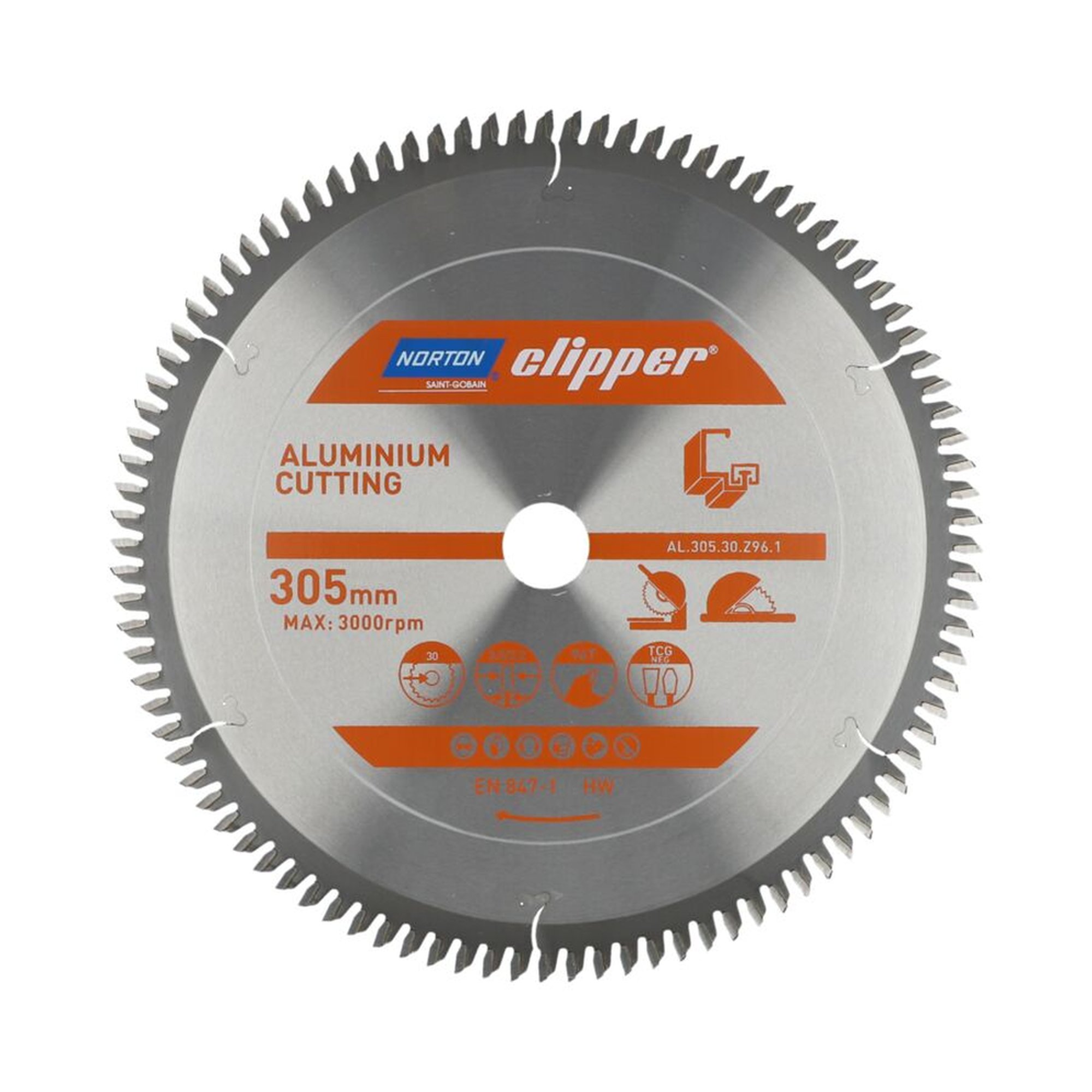 Norton Clipper TCT-Sägeblatt 305x3mm/2.2x30mm für Aluminium