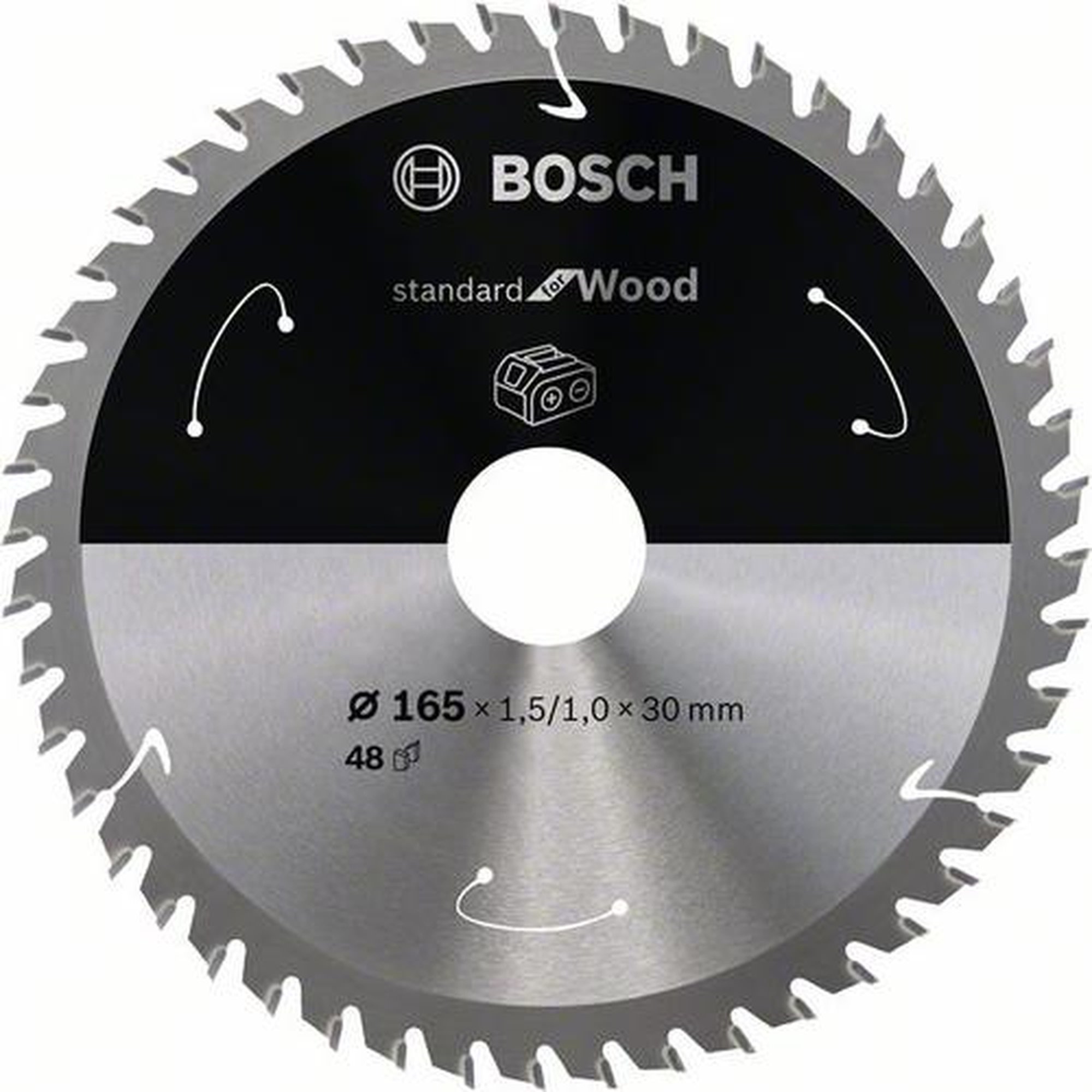 BOSCH Akku-Kreissägeblatt Standard für Holz, Ø 165 mm, 48 Zähne