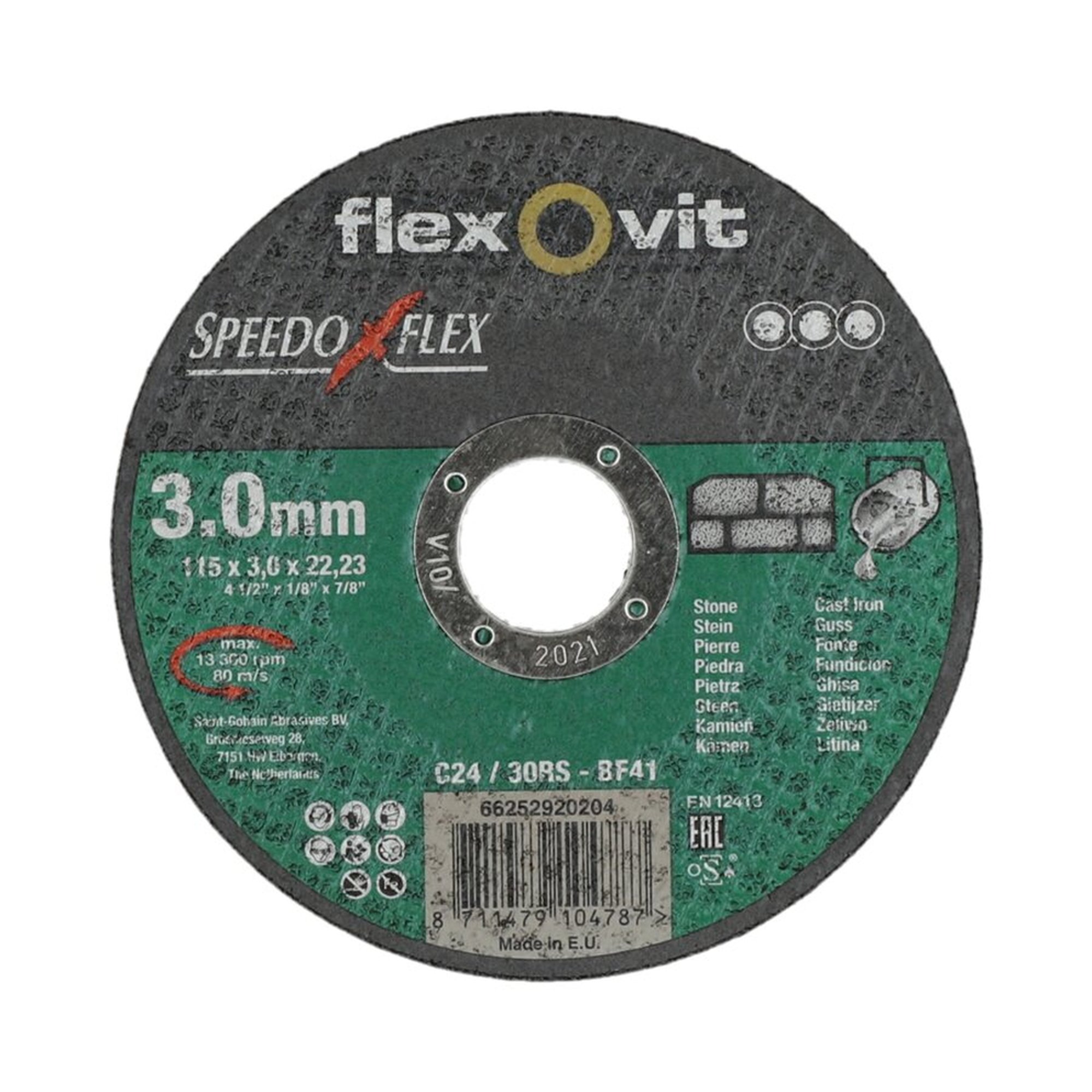 25 x Norton Trennscheibe für Stein 115x3x22.23mm Flexovit SPEEDOFLEX