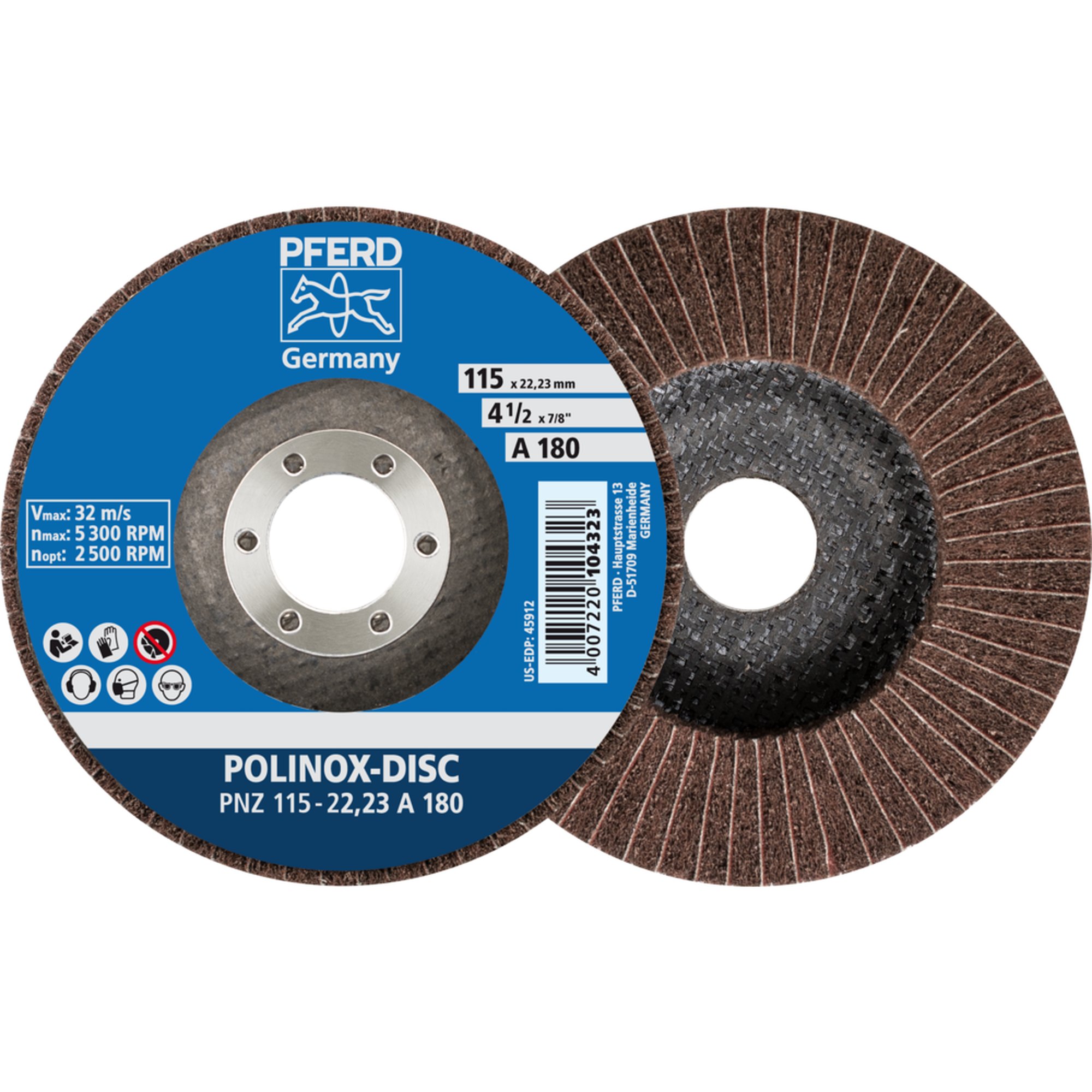 5 x PFERD POLINOX-Schleifdisc PNZ 115-22,23 A 180