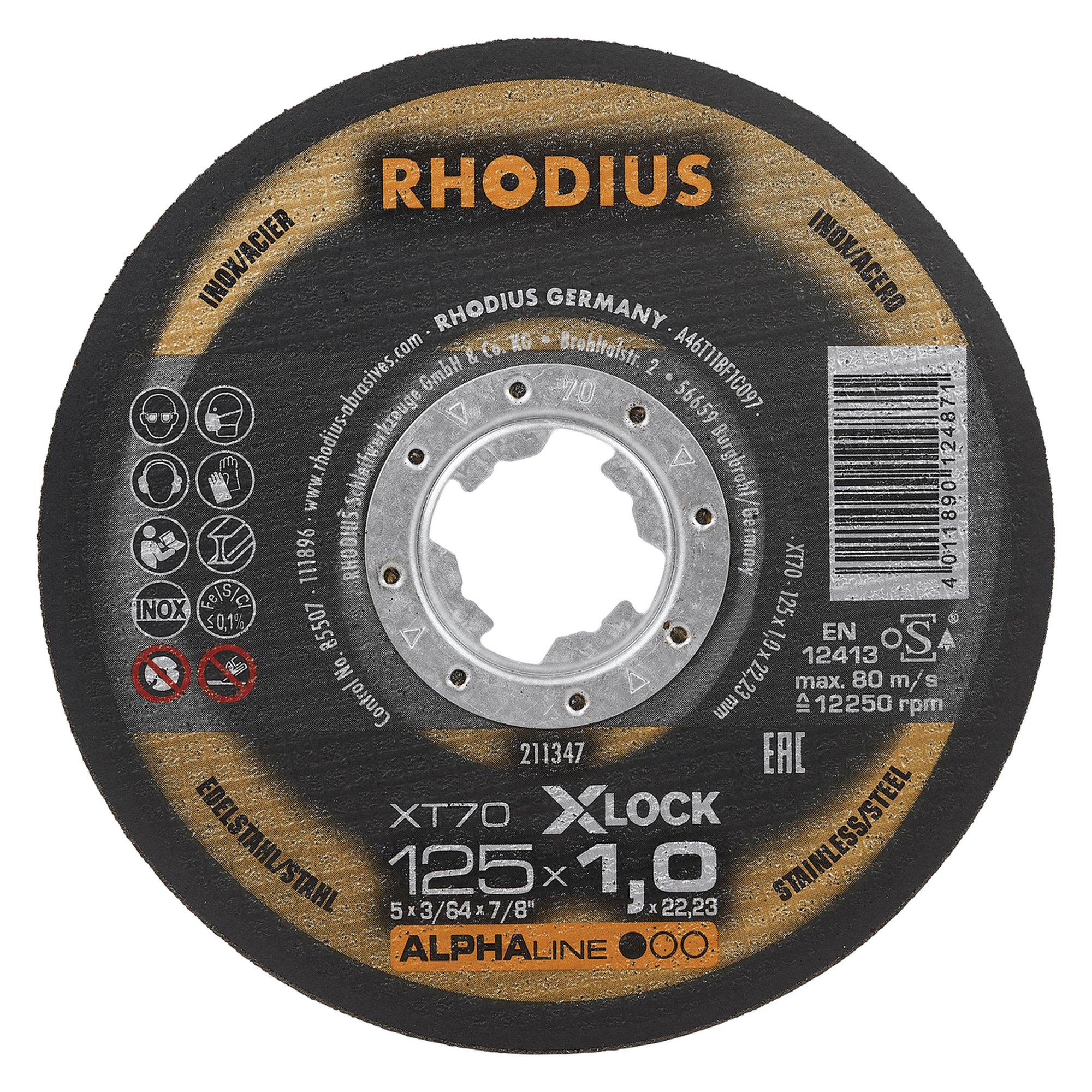 25 x RHODIUS Extradünne Trennscheibe XT70 X-LOCK Ø 125 mm