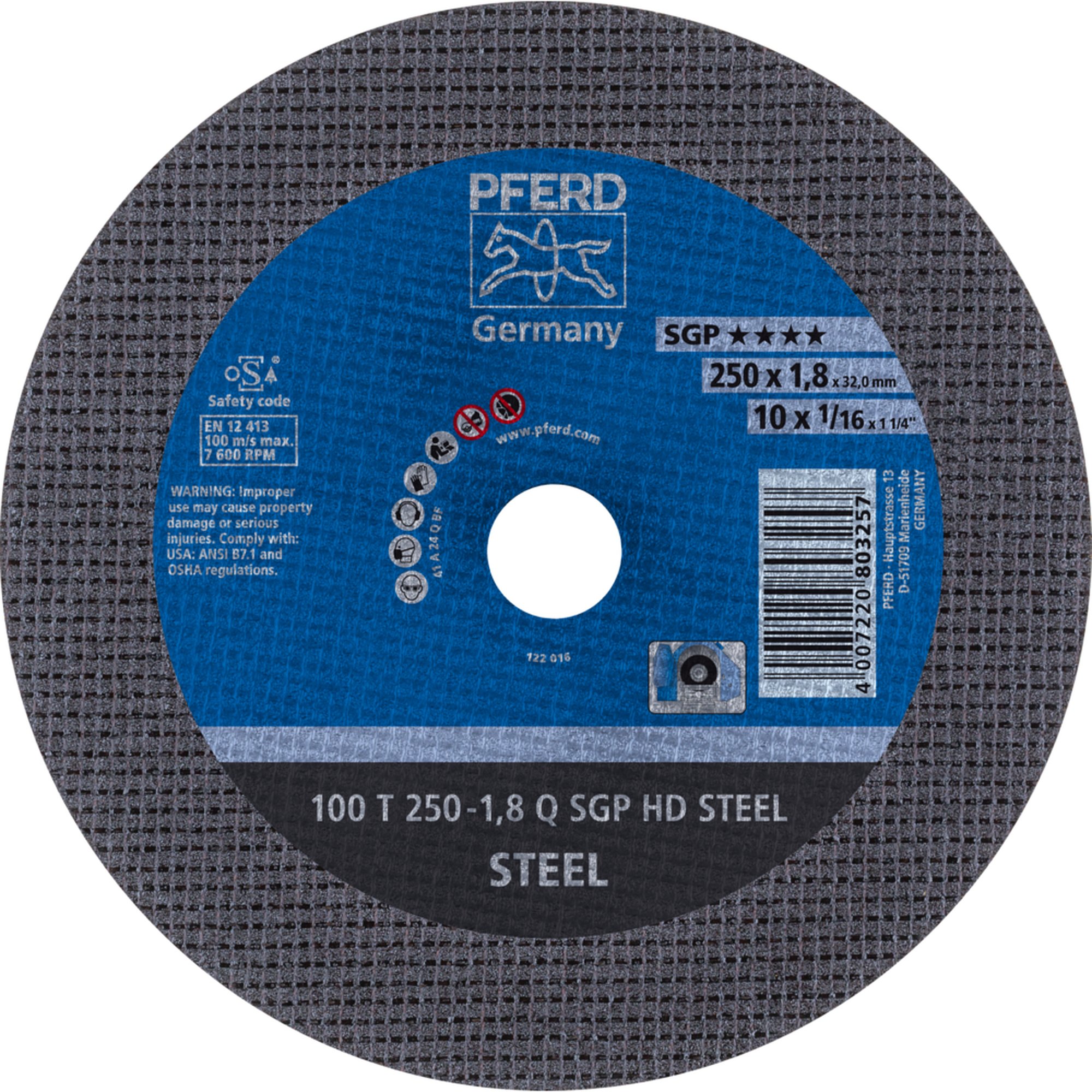 20 x PFERD Trennscheibe HEAVY DUTY 100 T 250-1,8 Q SGP HD STEEL/32,0