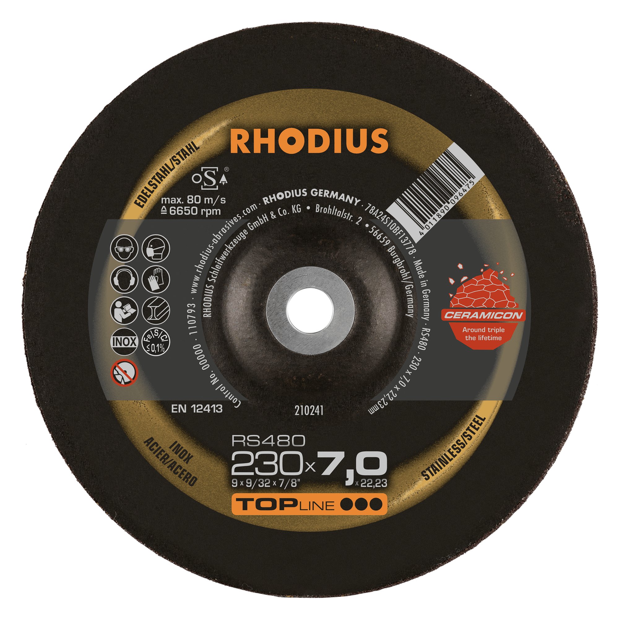 10 x RHODIUS Schruppscheibe RS480 Ø 230 mm