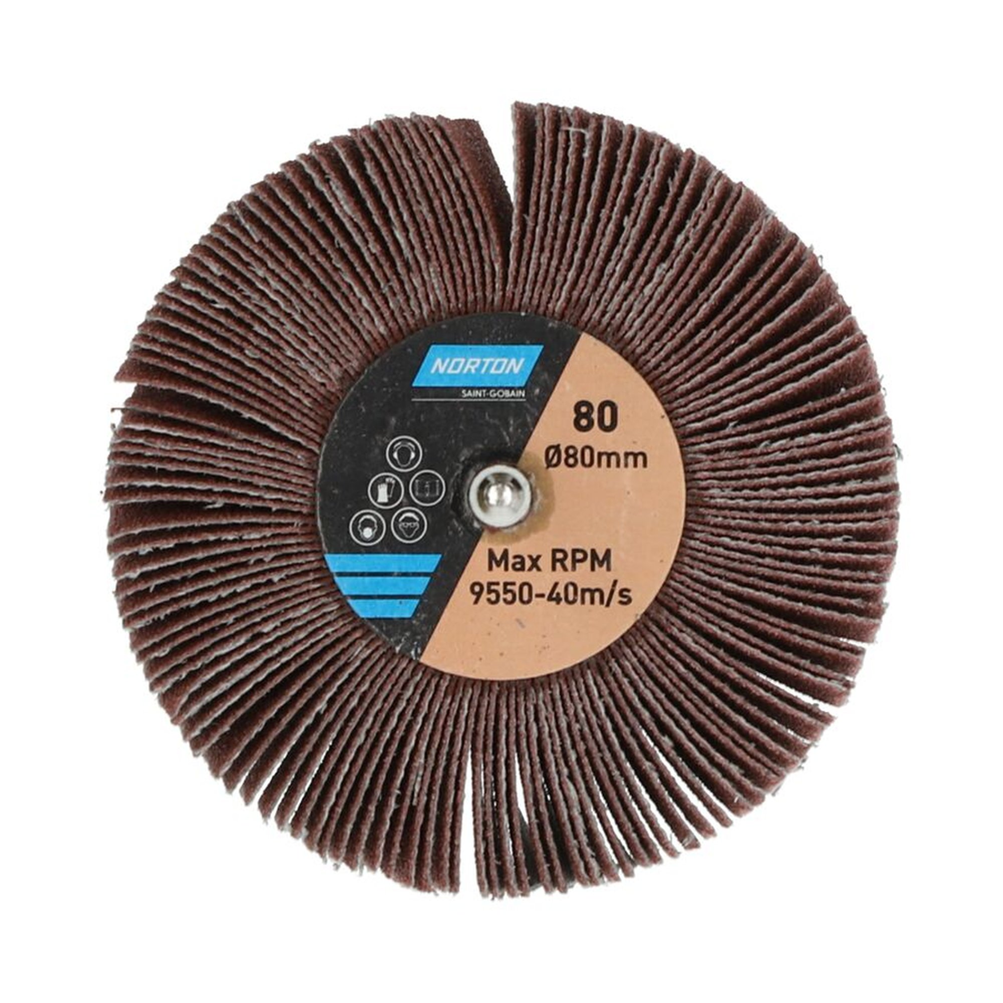 10 x Norton Fächerschleifer Schleifmop mit Schaft 80x30x6 R207 Korn 80