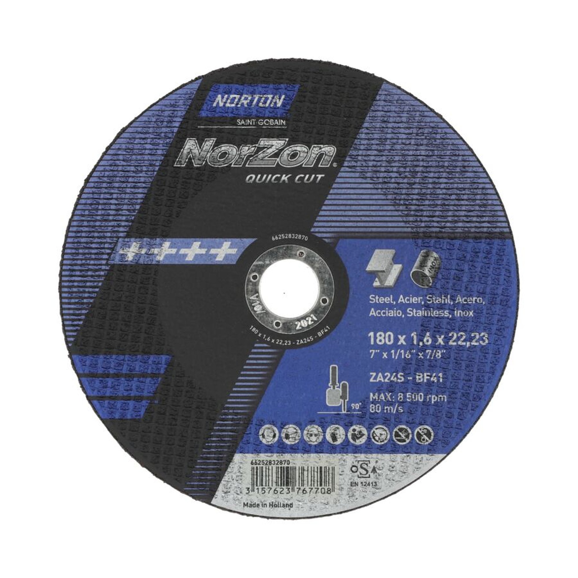 25 x Norton Trennscheibe Ultradünn Metall/Inox NORZON QUICK CUT 180x1.6x22.23mm