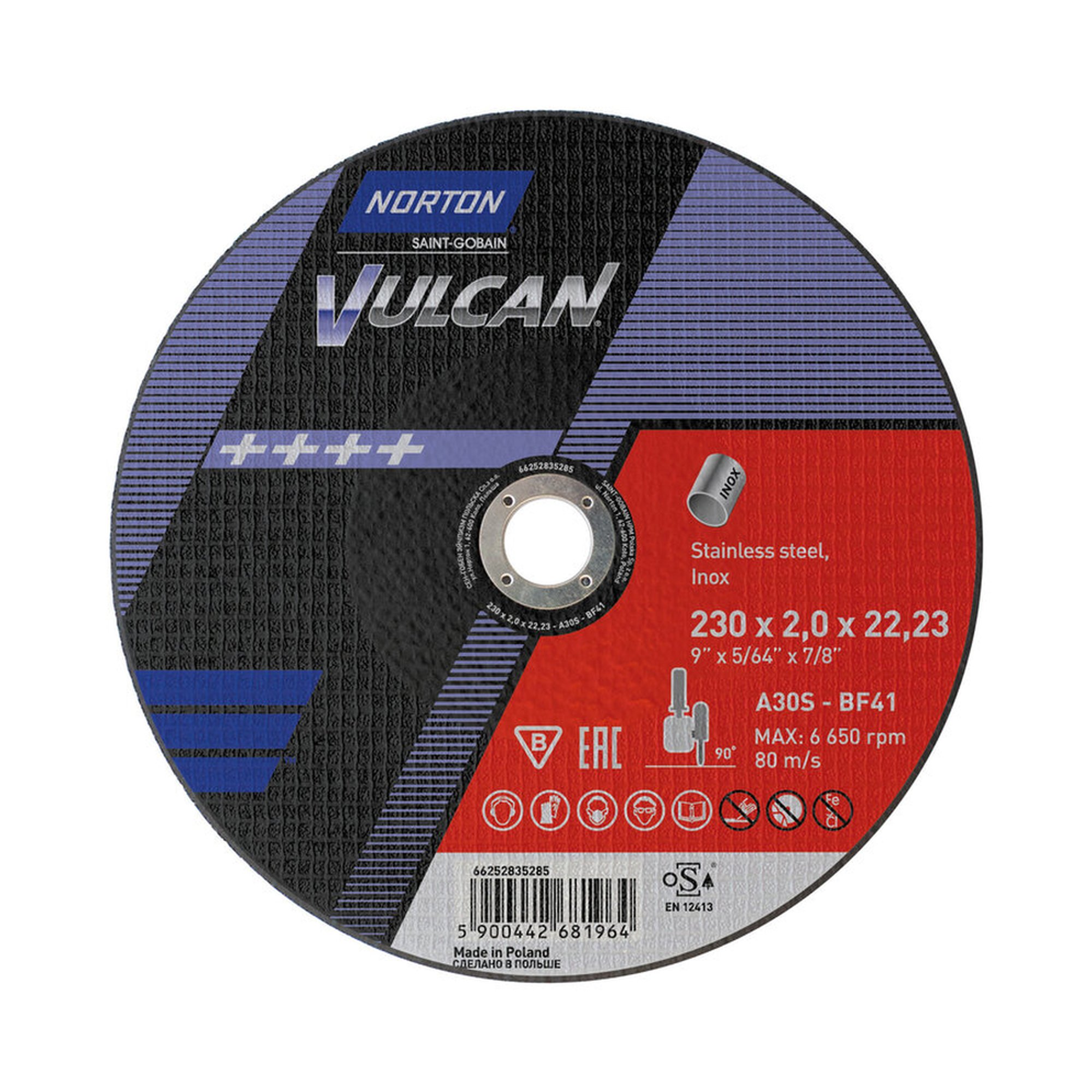 1000 x Norton VULCAN Trennscheibe für Inox 230x2x22.23mm - Hochleistungsschneiden