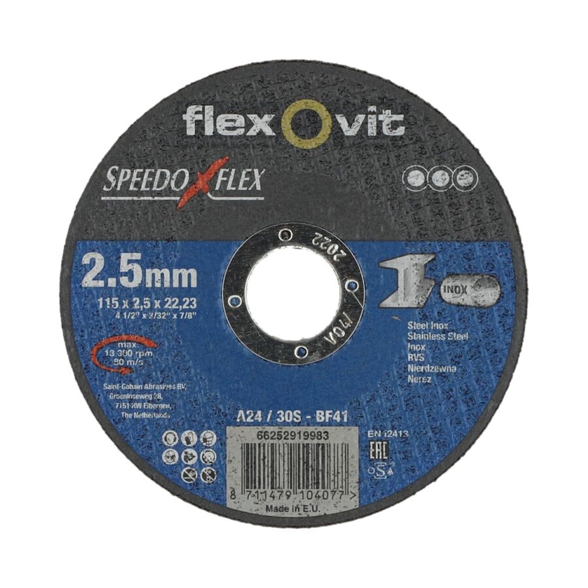 25 x Norton Trennscheibe für Inox 115x2.5x22.23mm Flexovit SPEEDOFLEX