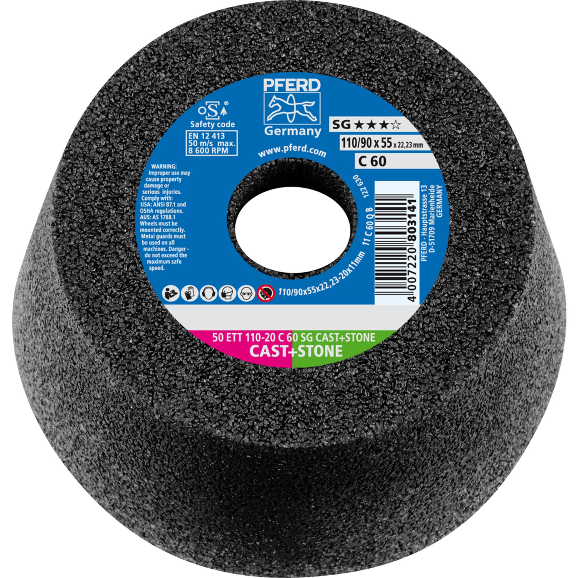 2 x PFERD Schleiftopf 50 ETT 110-20 C 60 SG CAST+STONE