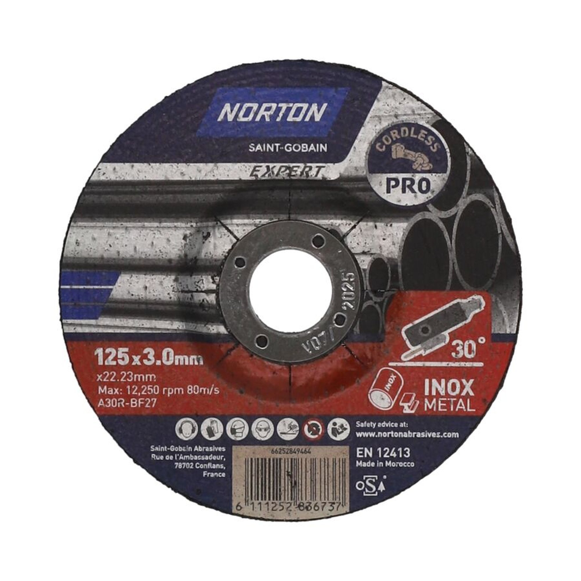 10 x Norton EXPERT Gekröpfte Schruppscheibe für Metall/Inox 125x3x22.23mm