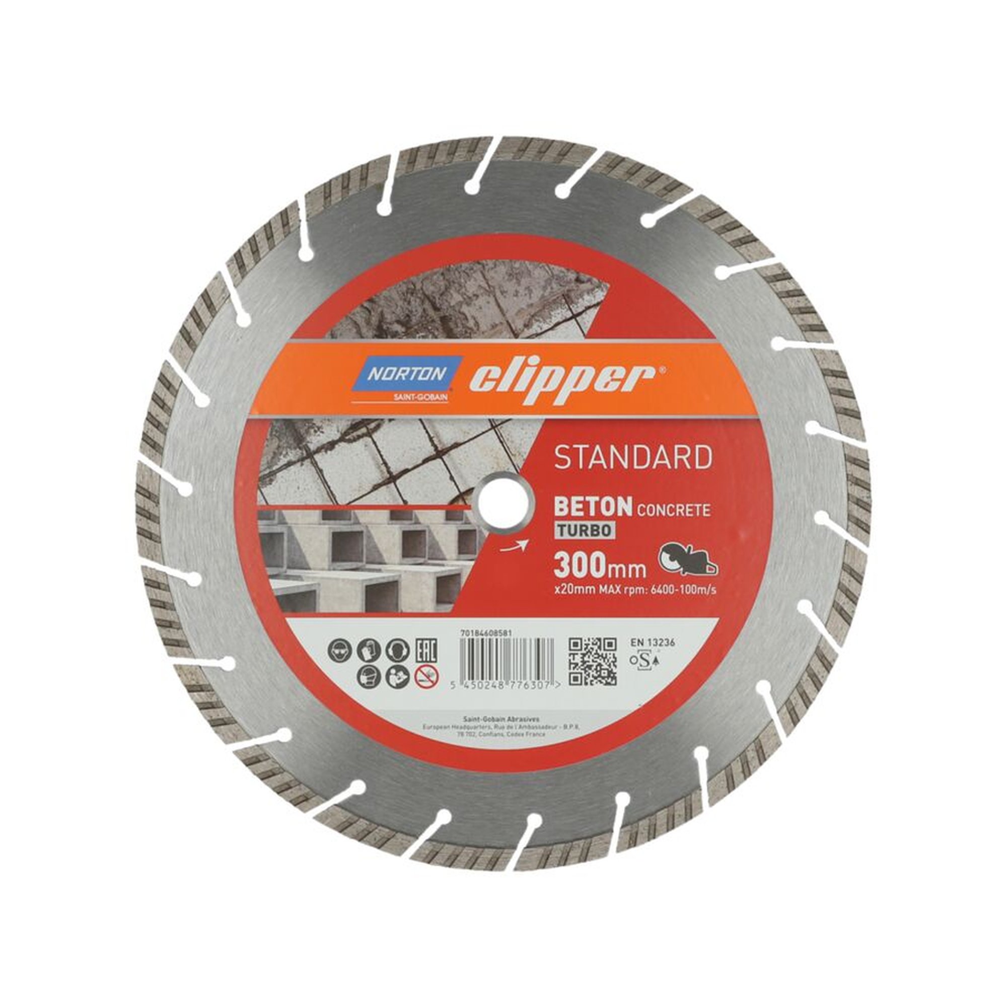 Norton Clipper Diamantscheibe 300x20mm Standard Beton Turbo für präzises Schneiden