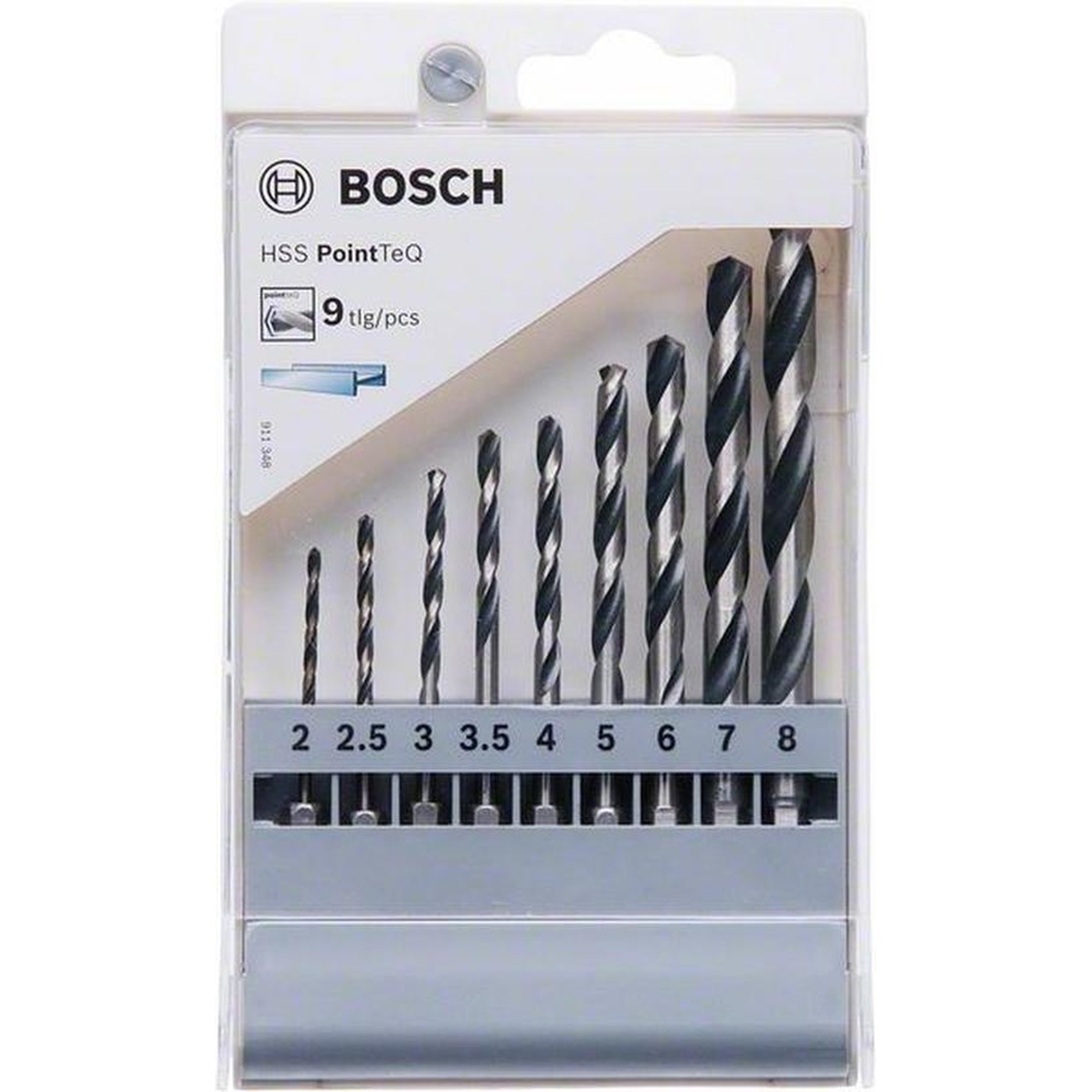 Bosch Professional HSS-Spiralbohrer Set PointTeQ mit Sechskantschaft 9-teilig Ø 2 - 8 mm
