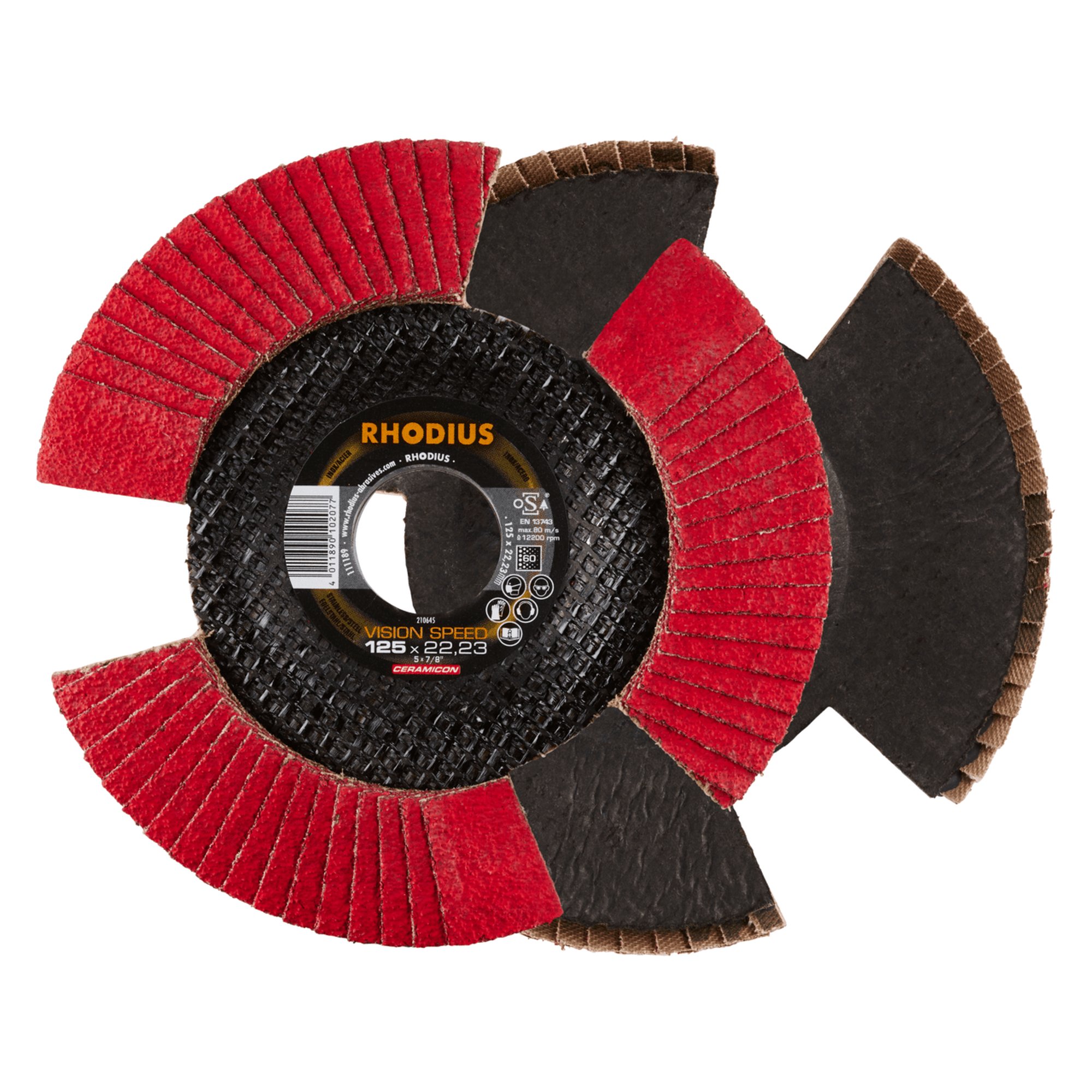 10 x RHODIUS Fächerschleifscheibe Fächerscheibe VISION SPEED Ø 125 mm Korn 60