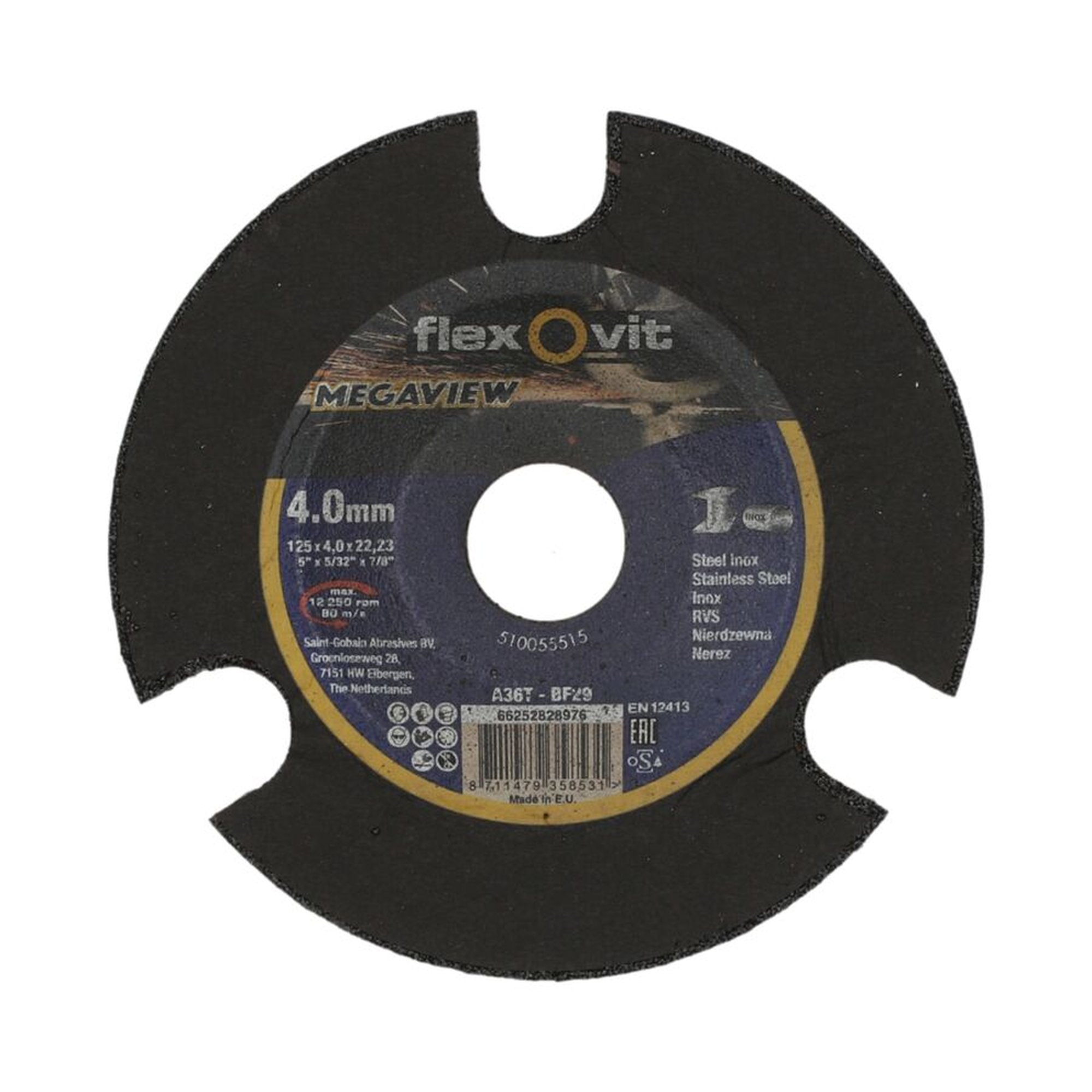 20 x Norton Schruppscheibe gekröpft Inox 125x4x22.23mm Flexovit MEGA-VIEW