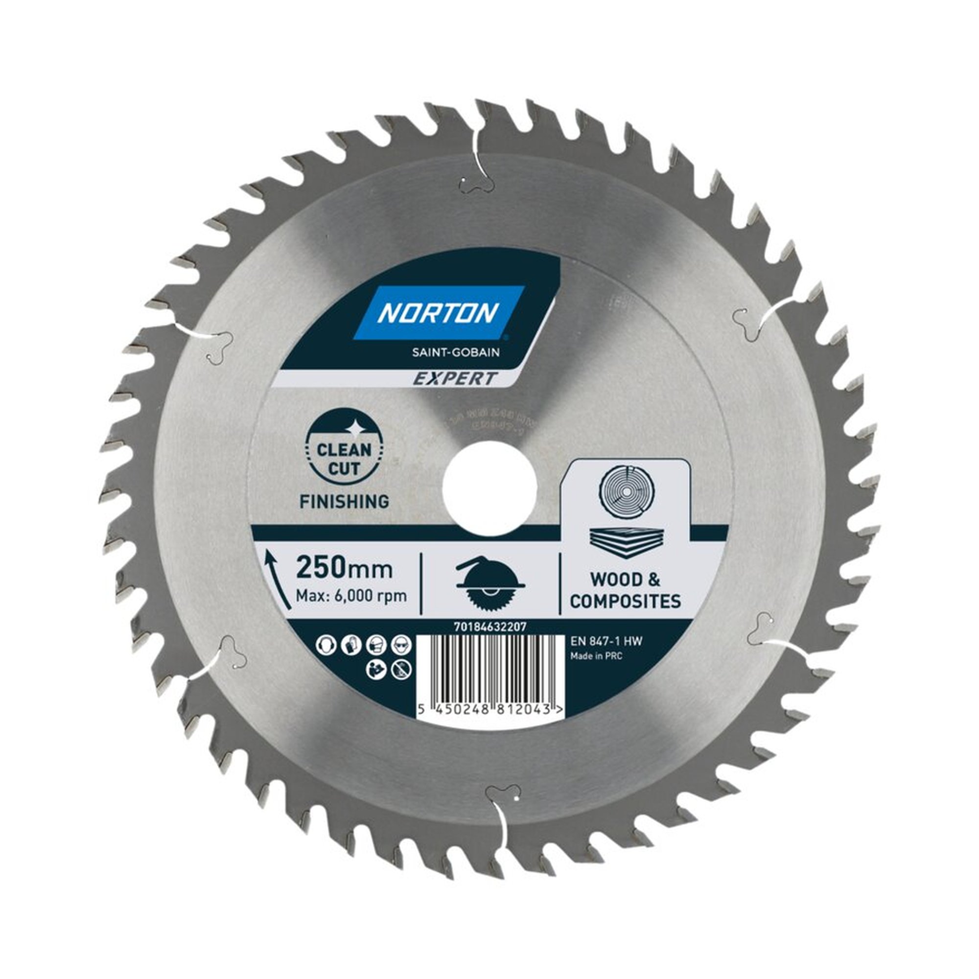 Norton EXPERT FINISHING TCT-Sägeblatt für Holz & Verbundstoffe 250x2.6mm/1.8x30mm