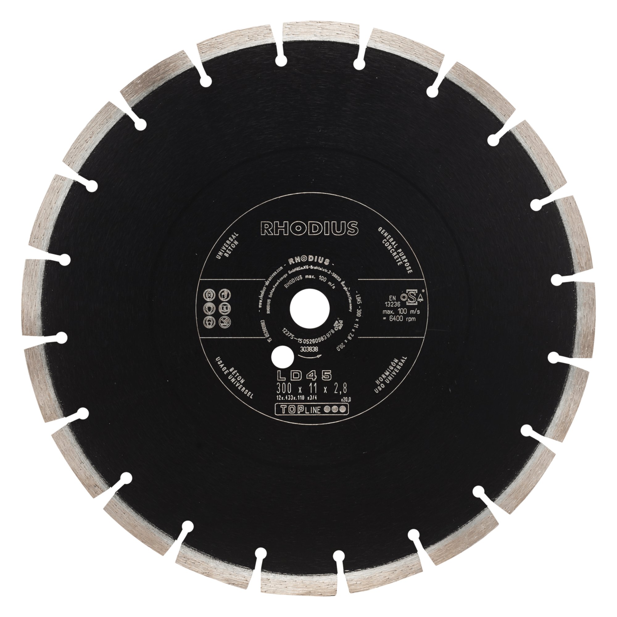 RHODIUS Diamanttrennscheibe  LD45 Ø 300 mm