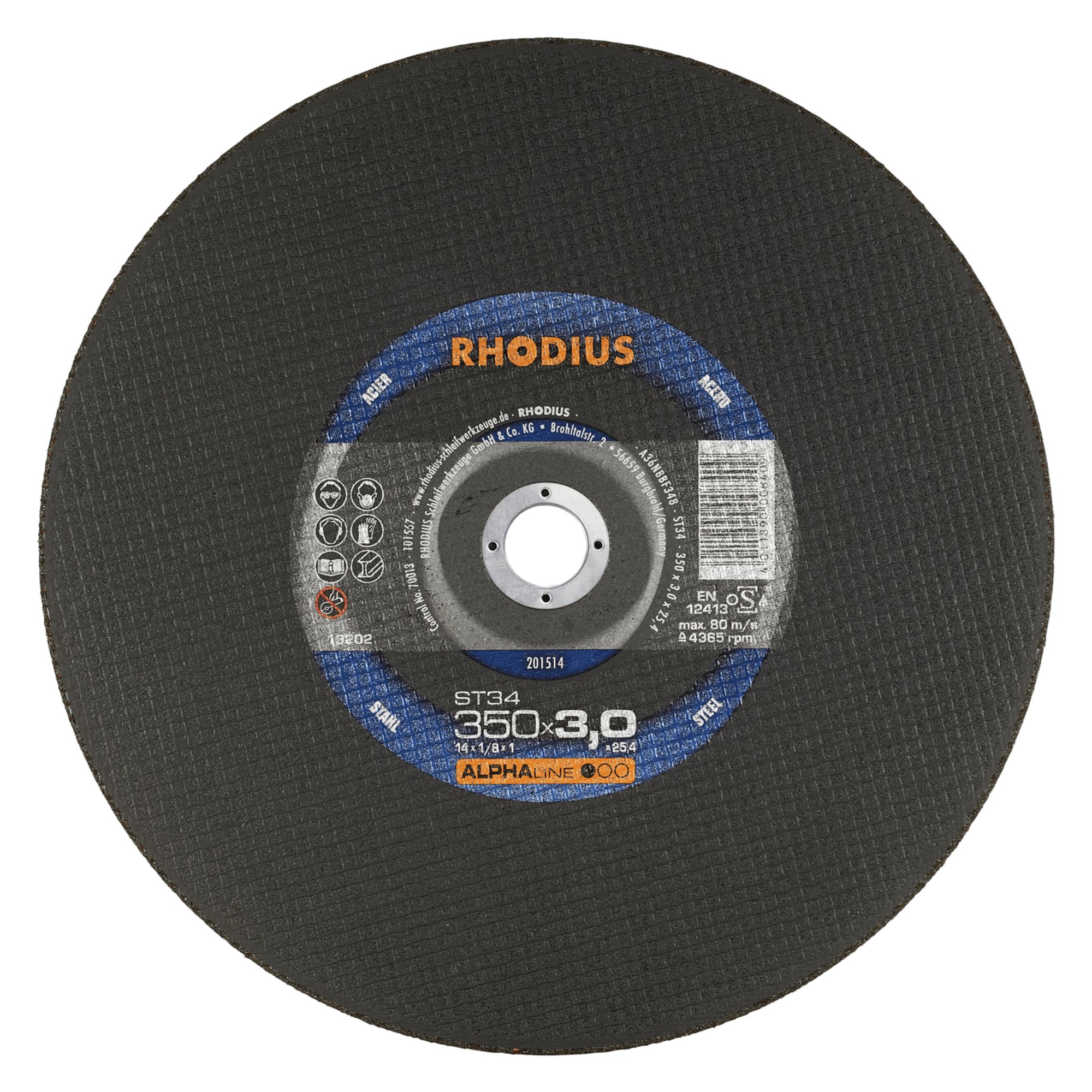 10 x RHODIUS Stationäre Trennscheibe ST34 Ø 350 mm