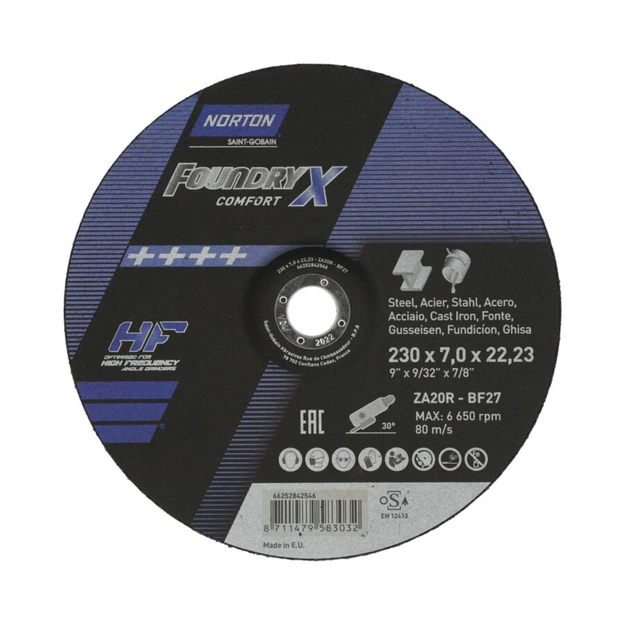 10 x Norton Schruppscheibe gekröpft 230x7,0x22,23 ZA 20 R Comfort Norzon Foundry X