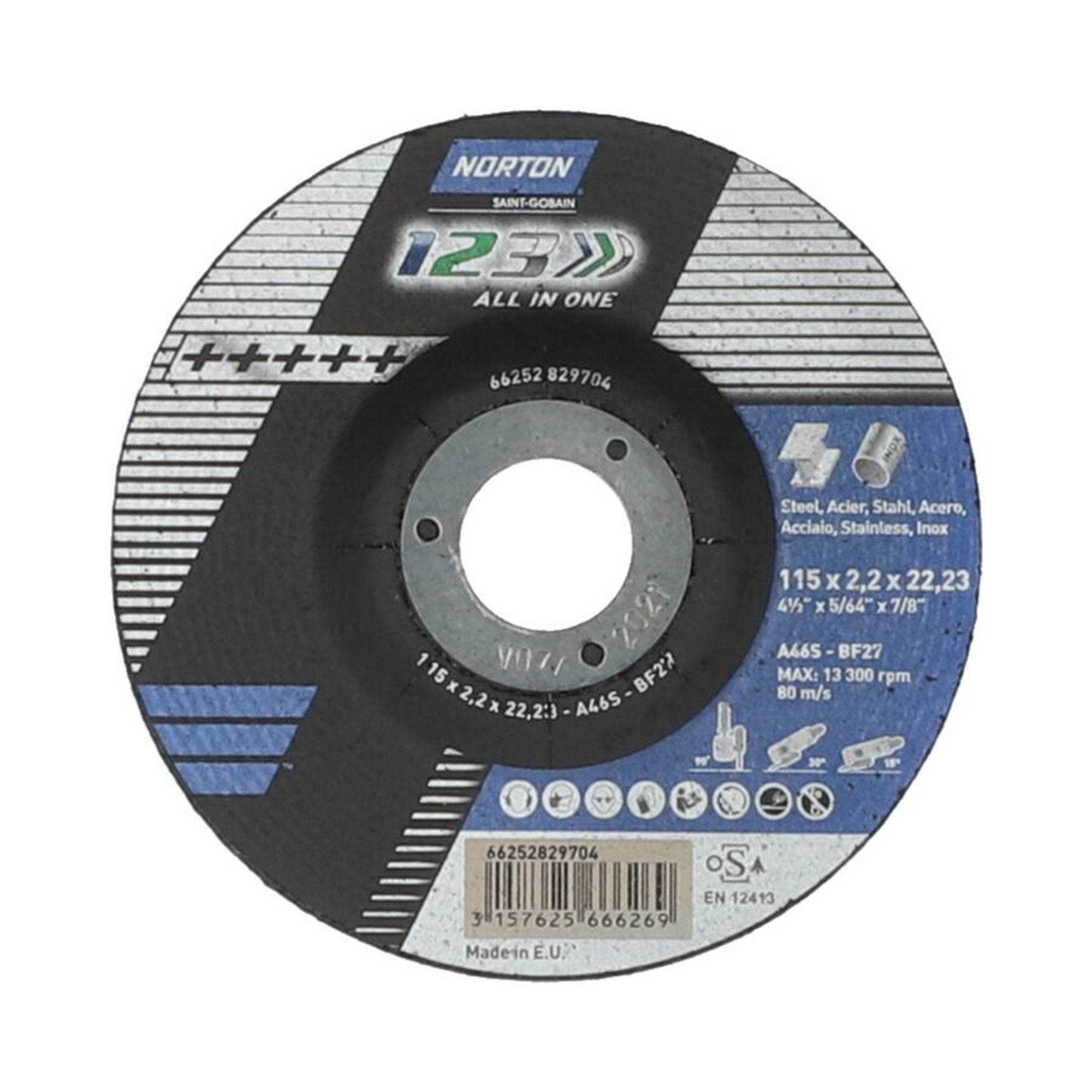 25 x Norton Schruppscheibe gekröpft | 115x2,2x22,23 A 46 S Norton 1-2-3