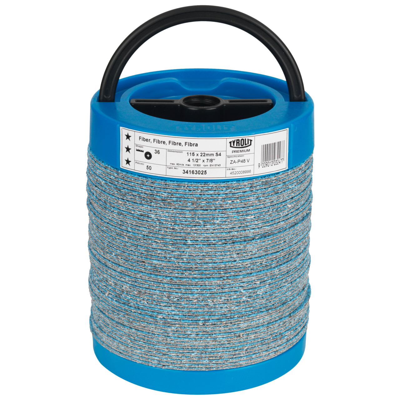 50x Tyrolit Fiberscheibe vulkanisiert 125x22 mm ZA40-48 PREMIUM Stahl/Inox