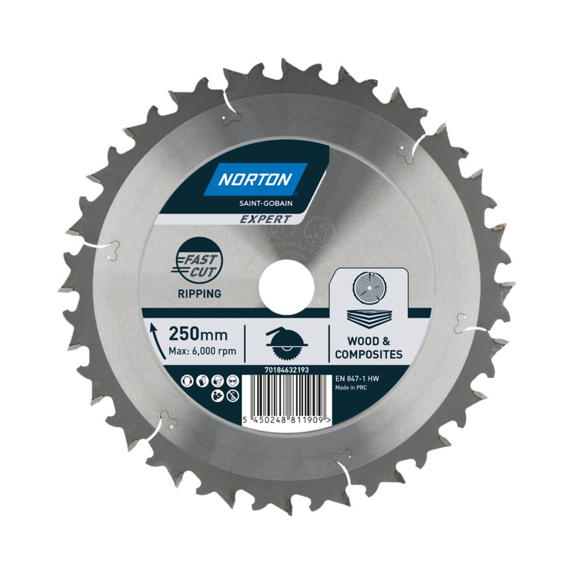 Norton EXPERT RIPPING TCT-Sägeblatt für Holz & Verbundstoffe 250x2.6mm/1.8x30mm