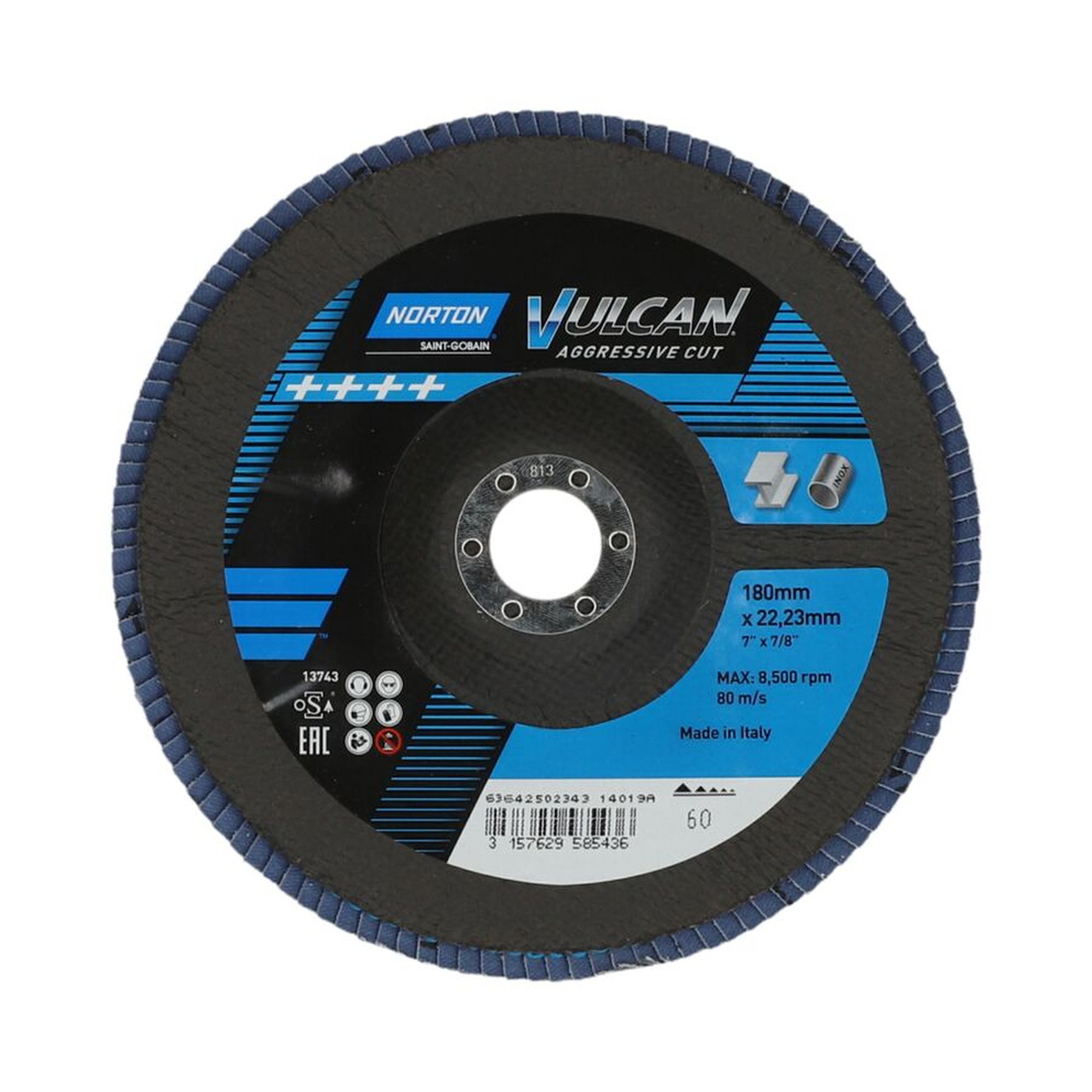 10 x Norton Fächerscheibe Schleifmopteller 180x22 R842 60 Vulcan für effizientes Schleifen