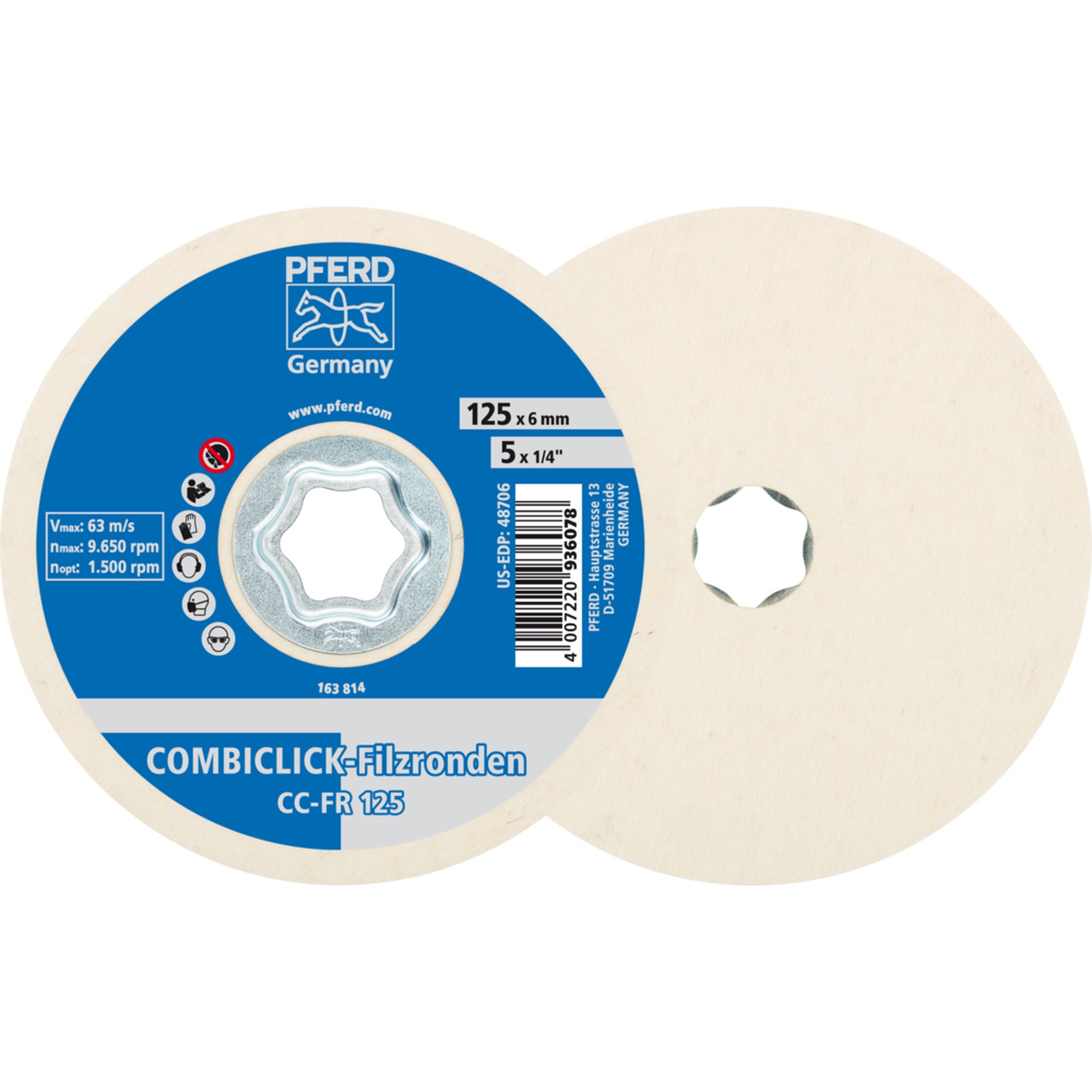 5 x PFERD COMBICLICK Filzronde CC-FR 125