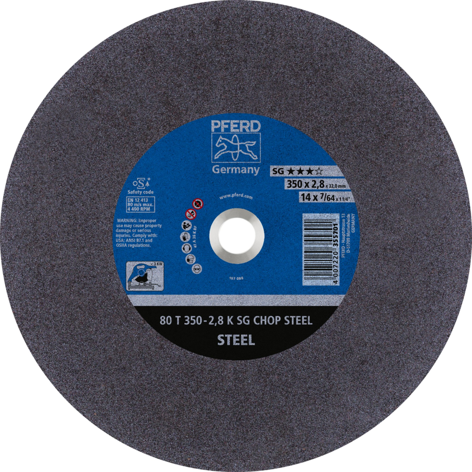 10 x PFERD Trennscheibe CHOPSAW 80 T 350-2,8 K SG CHOP STEEL/32,0