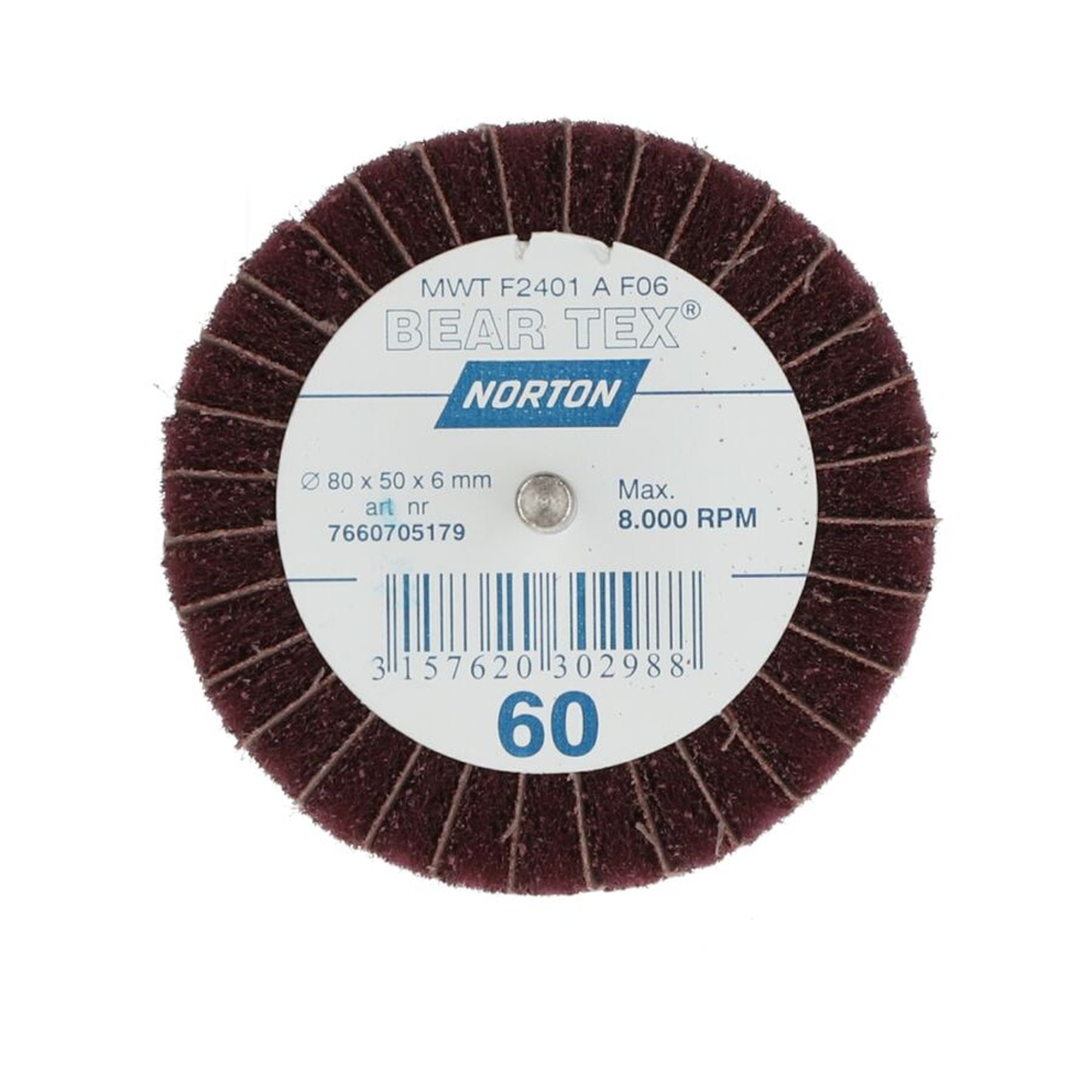 10 x Norton Beartex Fächerschleifer Fein A 80x50x6 Korn 60 mit Schleifleinen