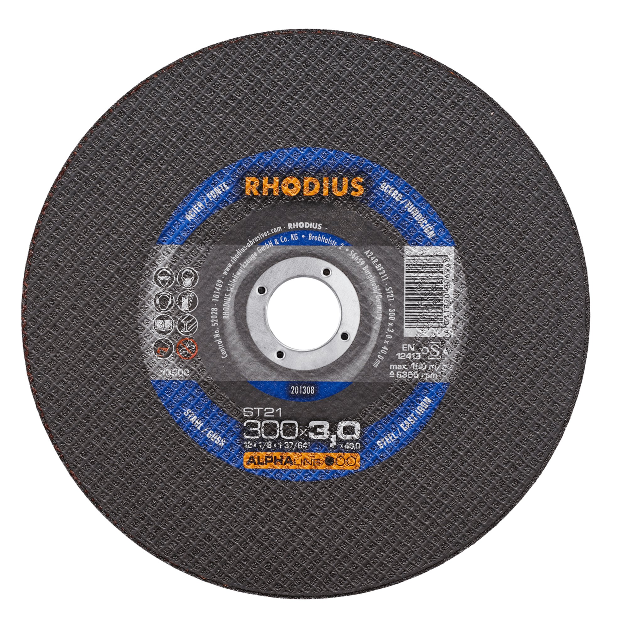 10 x RHODIUS Stationäre Trennscheibe ST21 Ø 300 mm