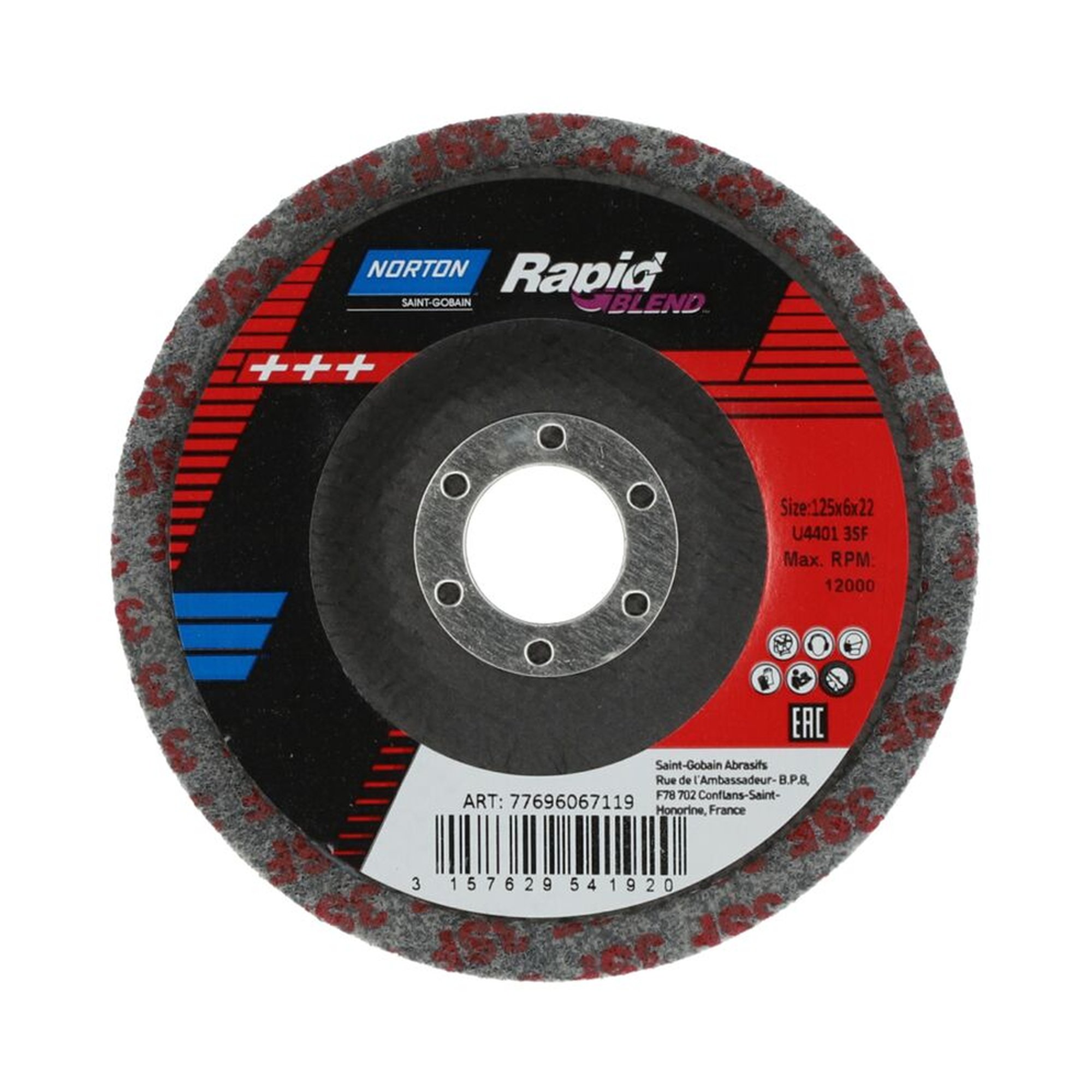 10 x Norton Schleifscheibe Vlies Rapid Blend 125x6x22 mm Korn NEX-3SF Polieren