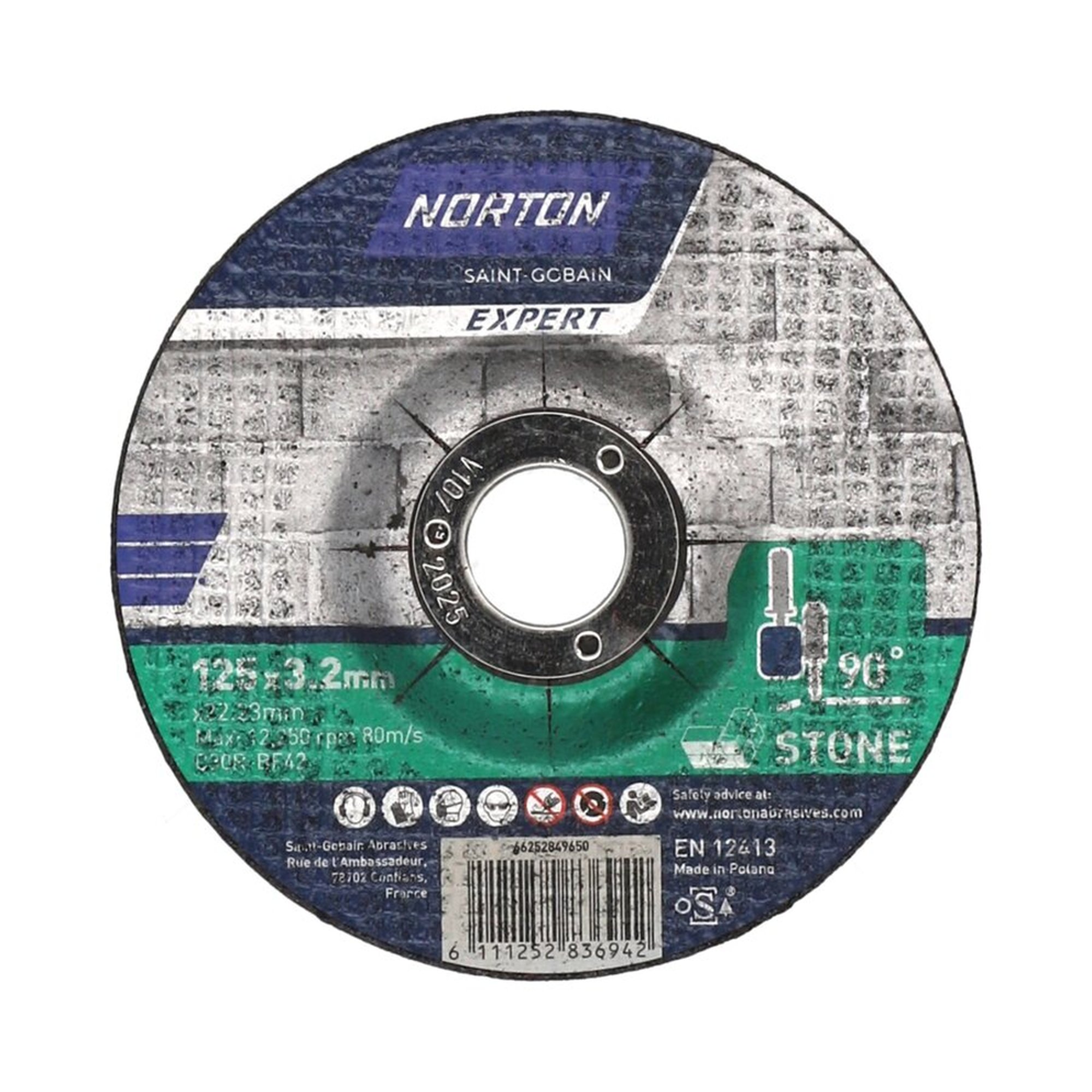 25 x Norton EXPERT Gekröpfte Trennscheibe für Stein 125x3.2x22.23mm