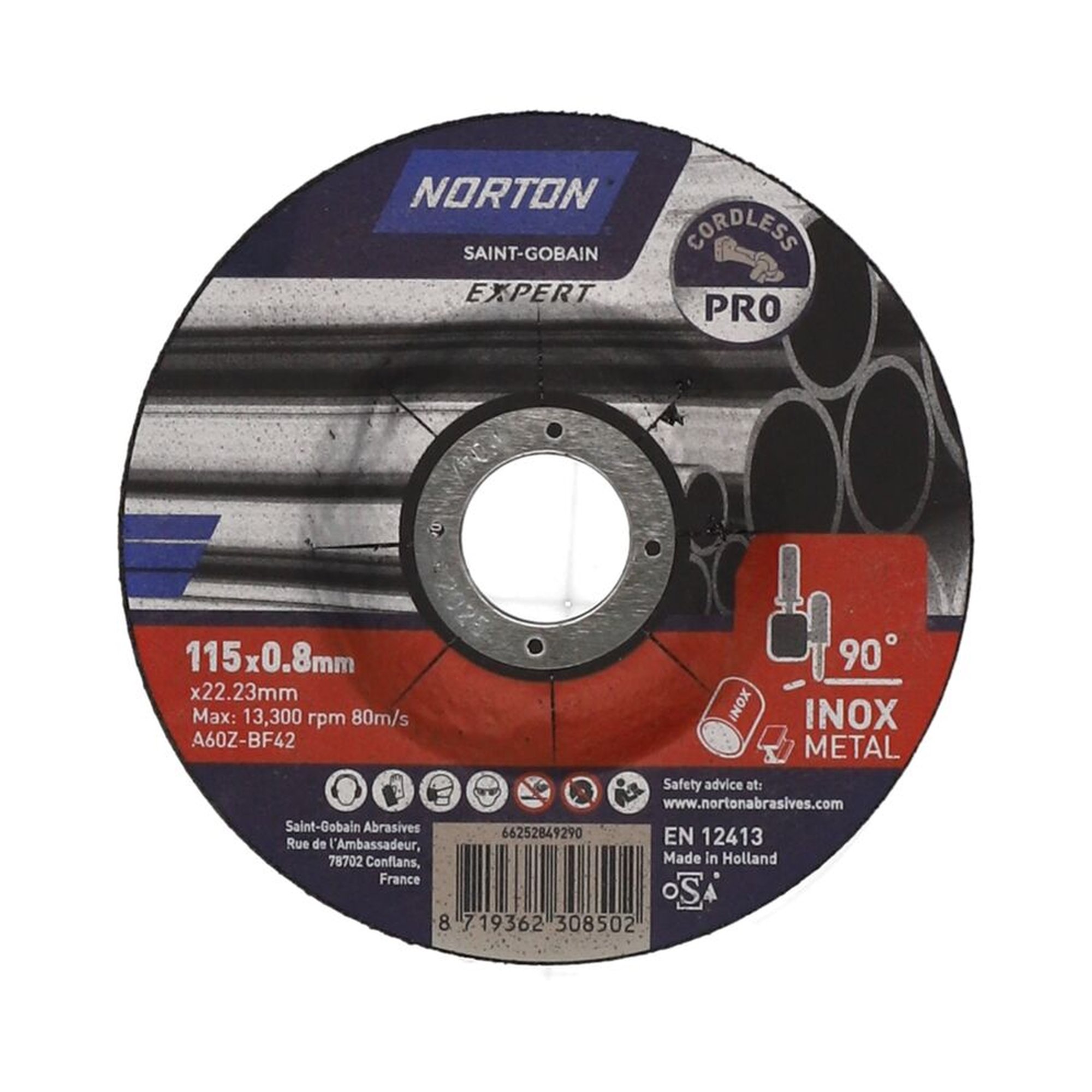 25 x Norton EXPERT PRO Gekröpfte Trennscheibe Ultradünn Metall/Inox 115x0.8x22.23mm