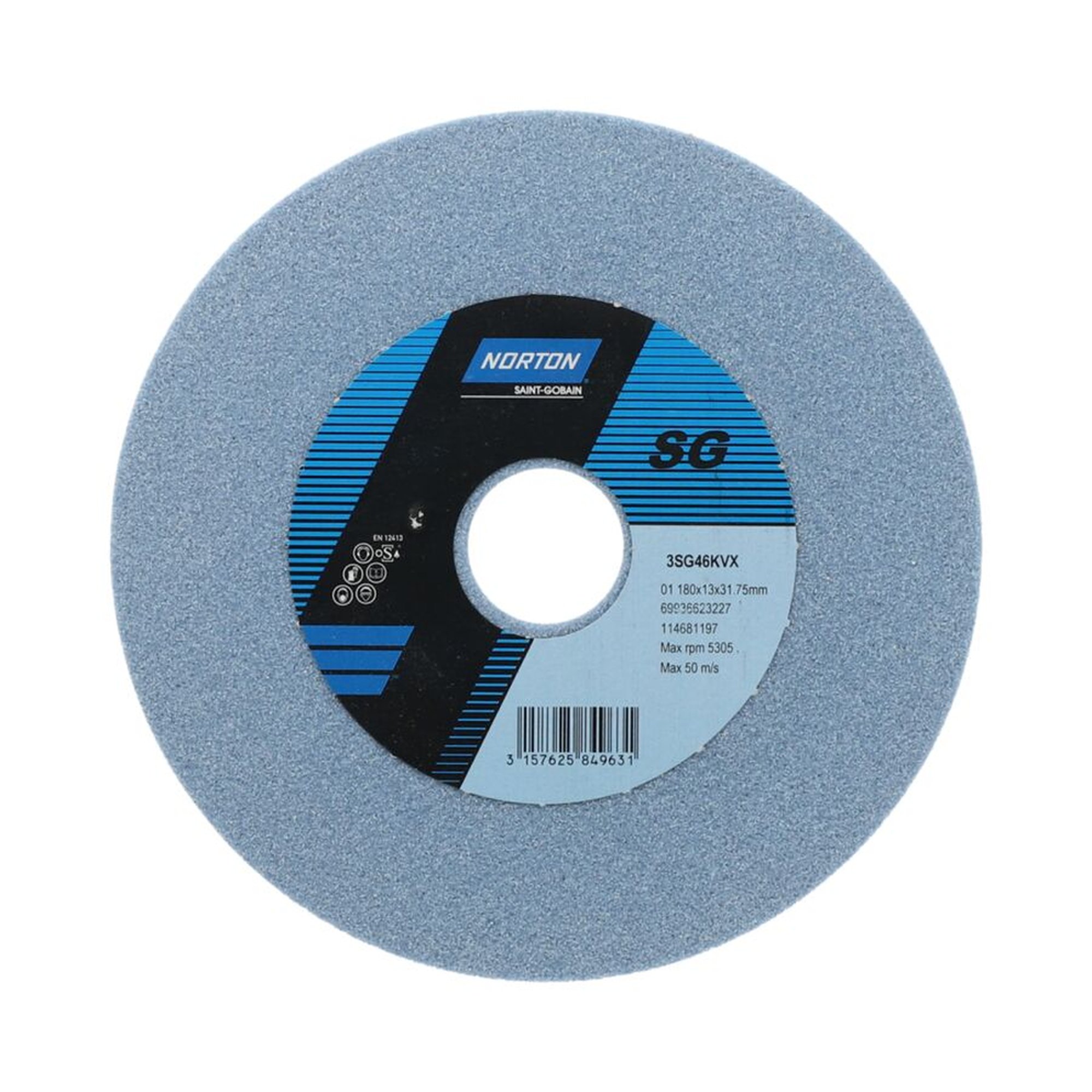 Gerade Schleifscheibe 250x13x76.2mm K60 Norton 3SG für Werkzeugschleifen