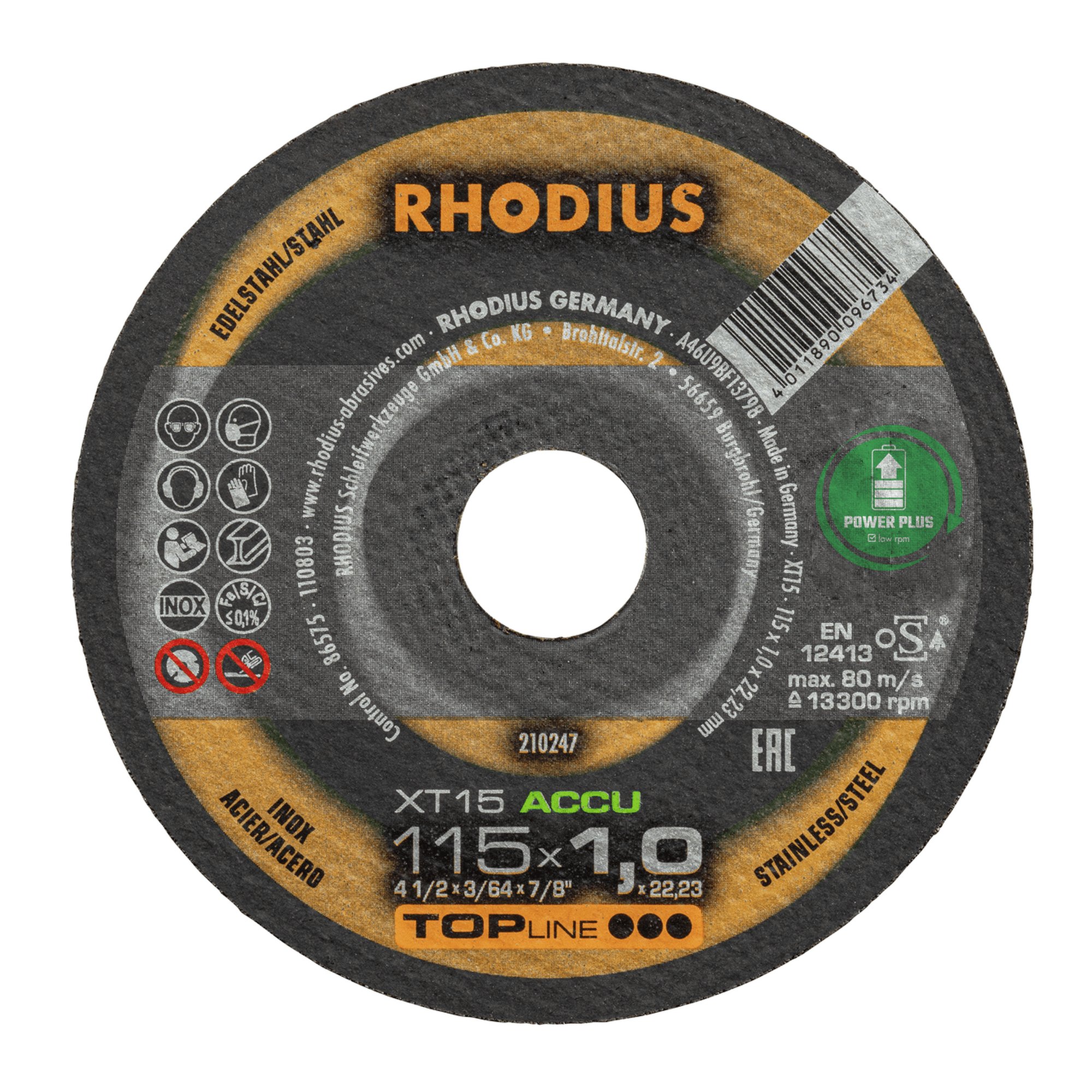 10 x RHODIUS Extradünne Trennscheibe XT15 ACCU BOX Ø 115 mm