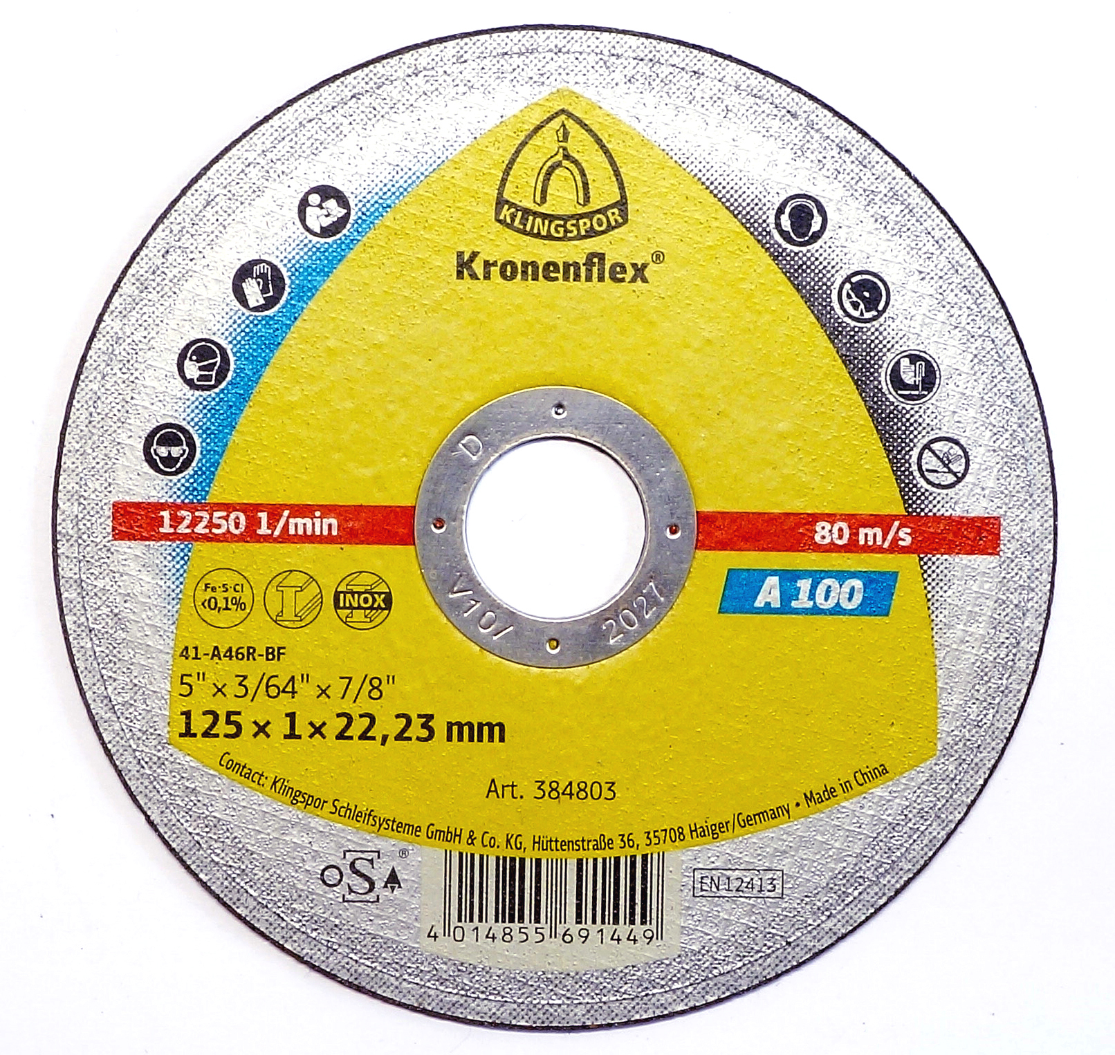 Klingspor Trennscheiben Kronenflex A100 | 125 x 1 x 22 mm | für Stahl & Metall | dünne Trennscheibe für saubere Schnitte ohne Grat