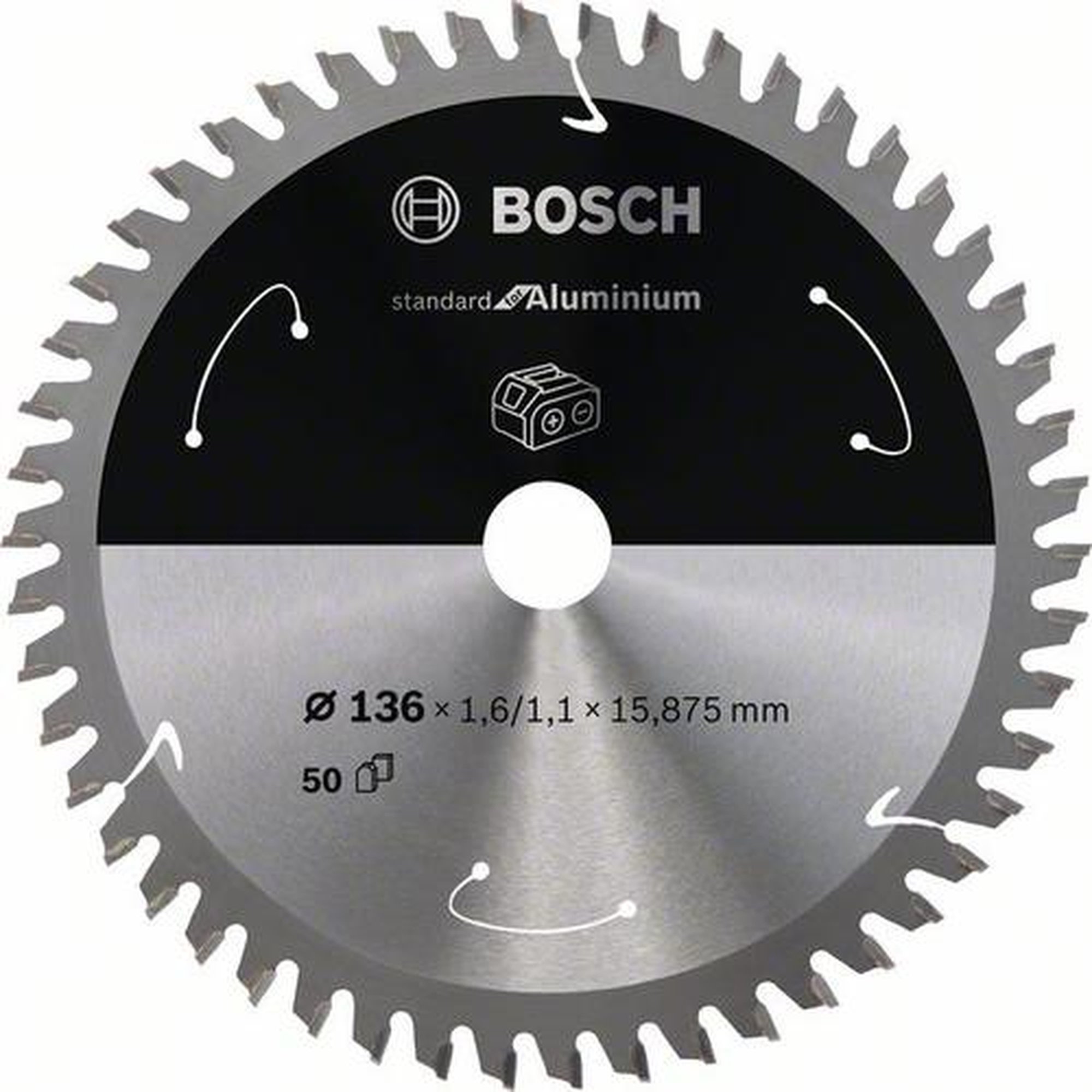 BOSCH Akku-Kreissägeblatt Standard für Aluminium, Ø 136 mm, 50 Zähne
