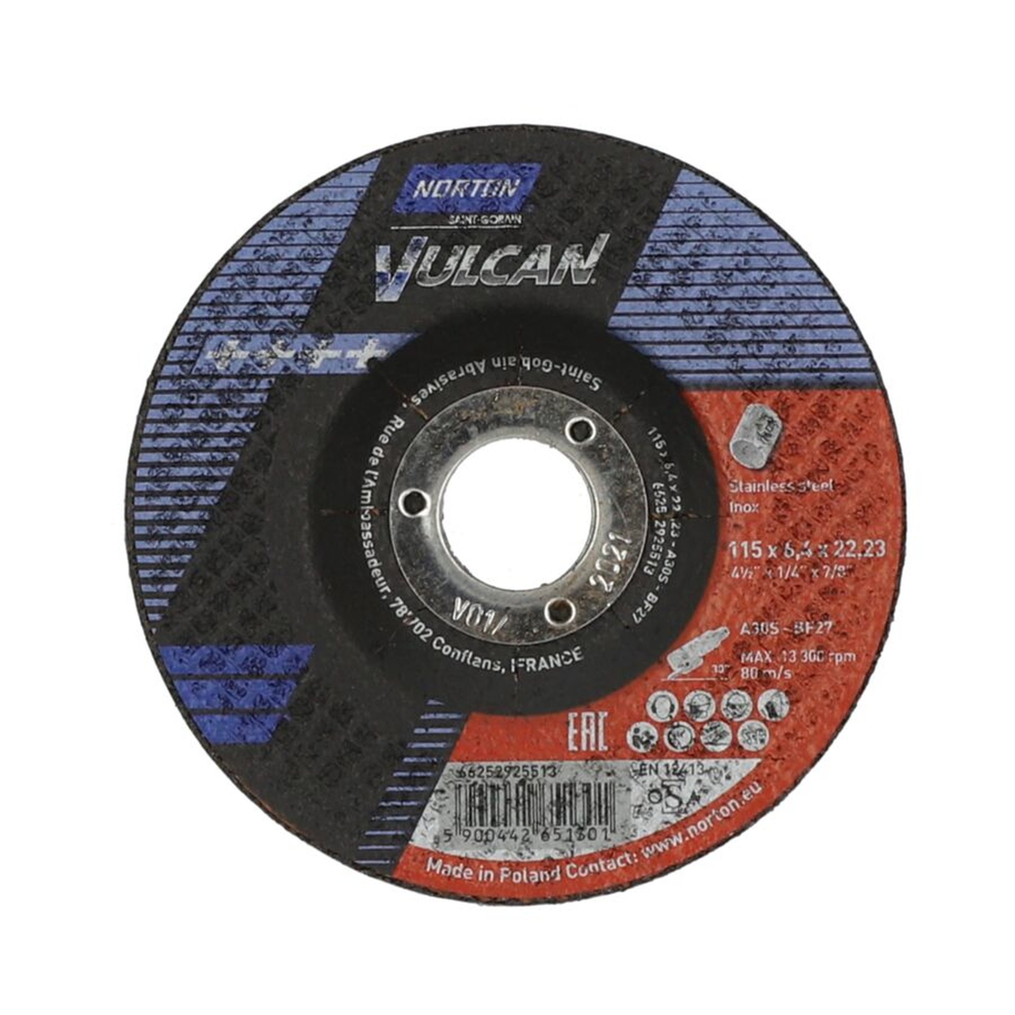 10 x Norton Schruppscheibe gekröpft | 115x6,4x22,23 A 30 S Inox Vulcan Inox