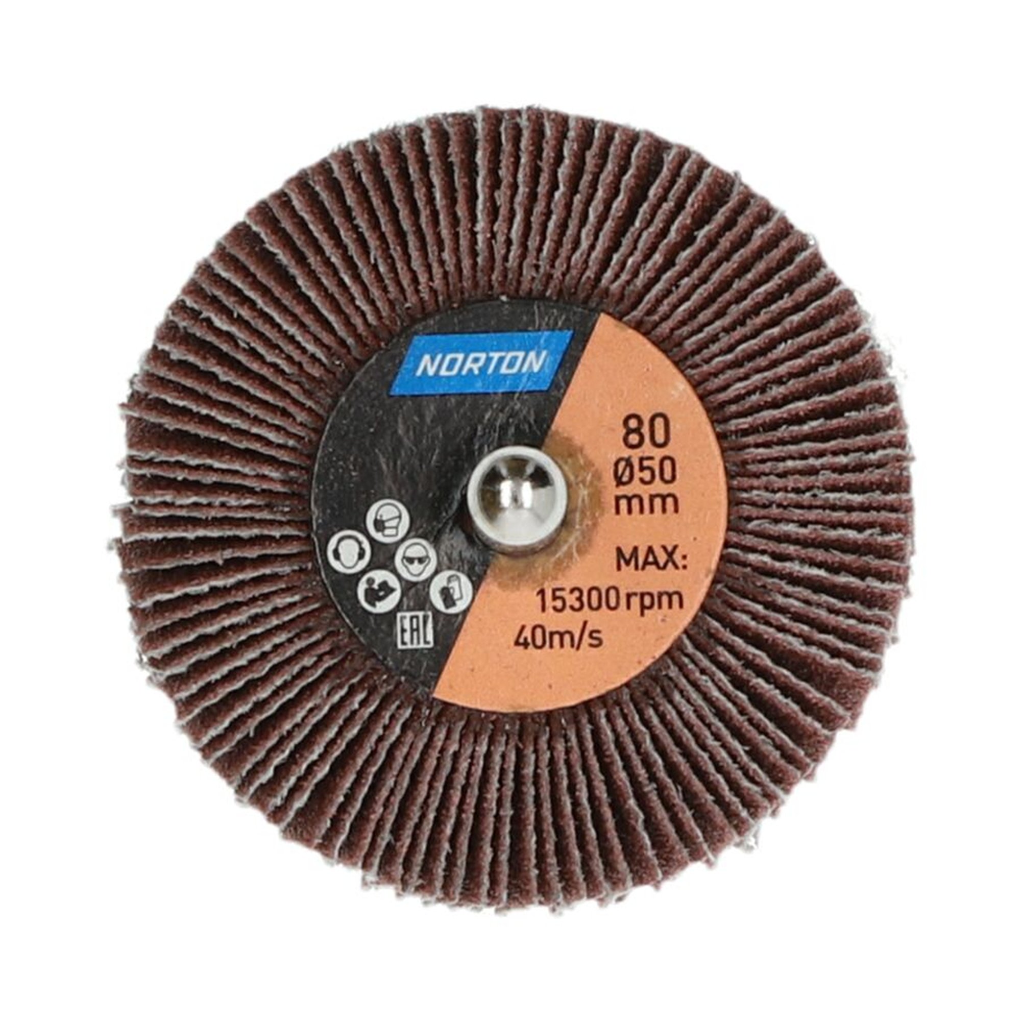 10 x Norton Fächerschleifer Schleifmop mit Schaft 50x30x6 R207 Korn 80