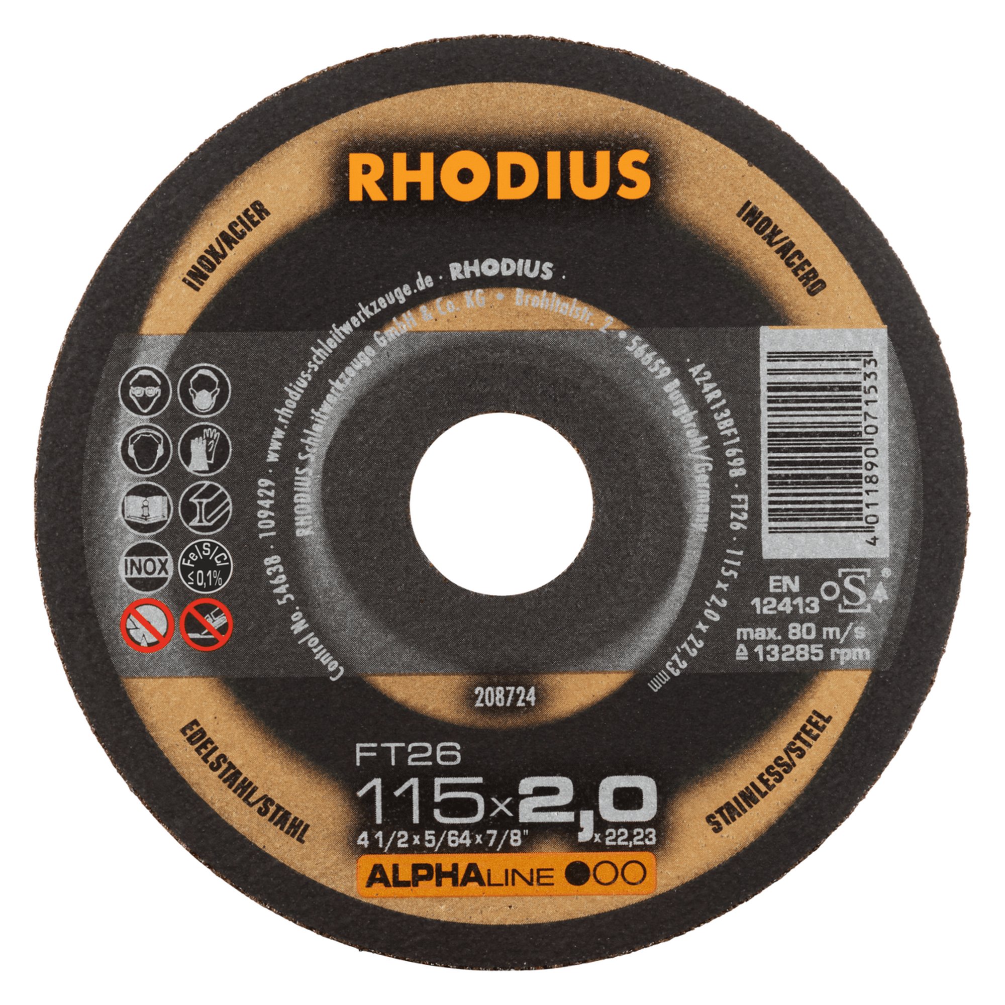 25 x RHODIUS Freihandtrennscheibe FT26 Ø 115 mm