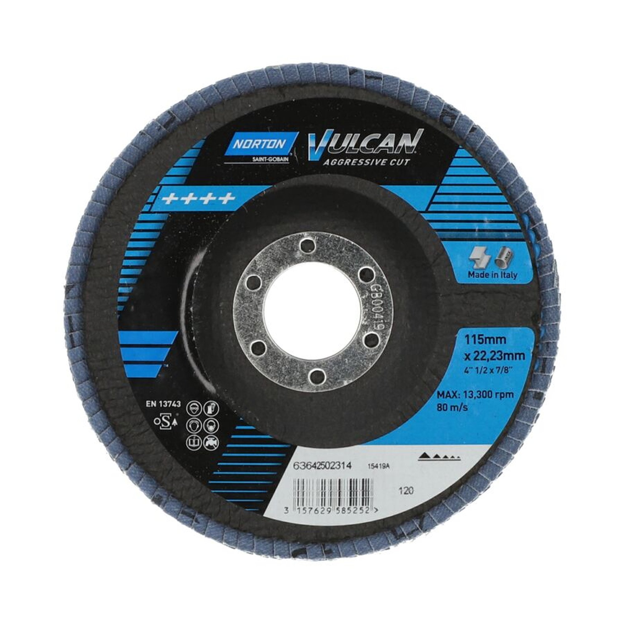 10 x Norton VULCAN R842 Fächerschleifscheiben | 115x22mm | Korn 120 | Schleifen