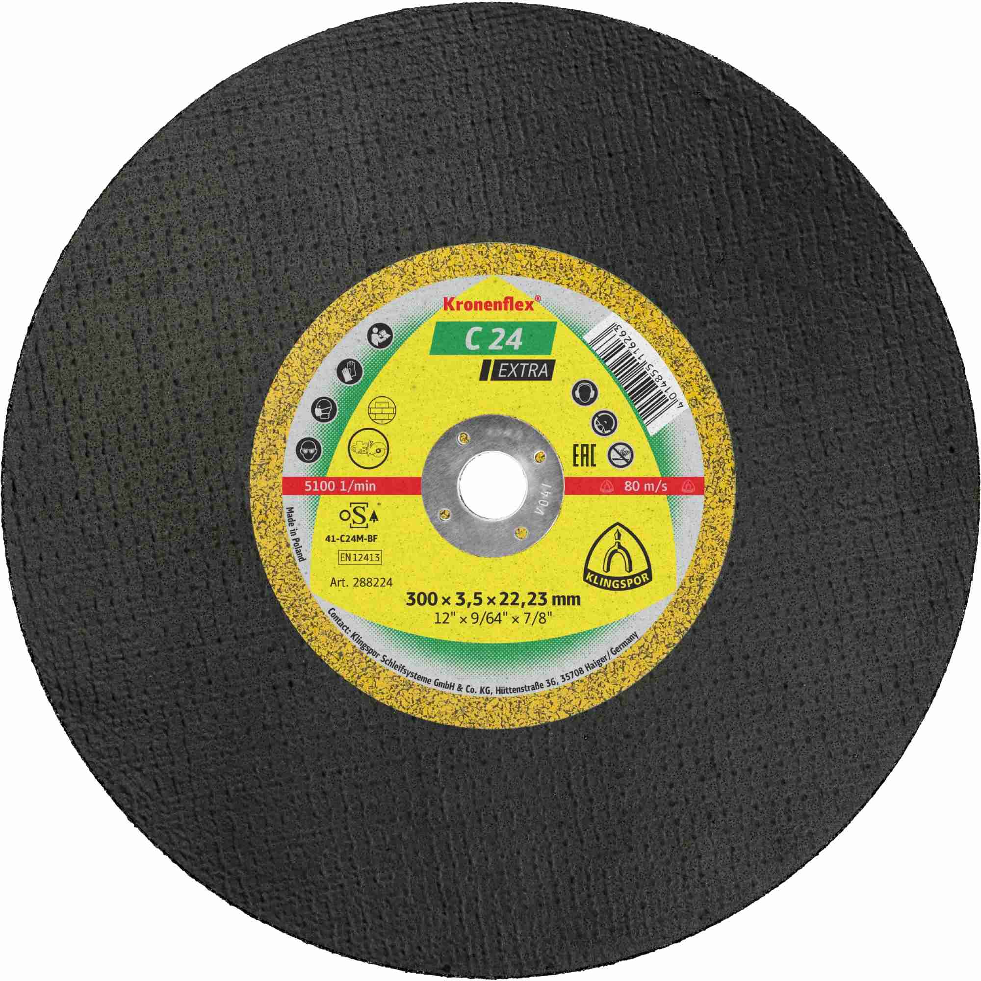 10 x Klingspor C 24 EX Großtrennscheiben, 300 x 3,5 x 22,23 mm gerade