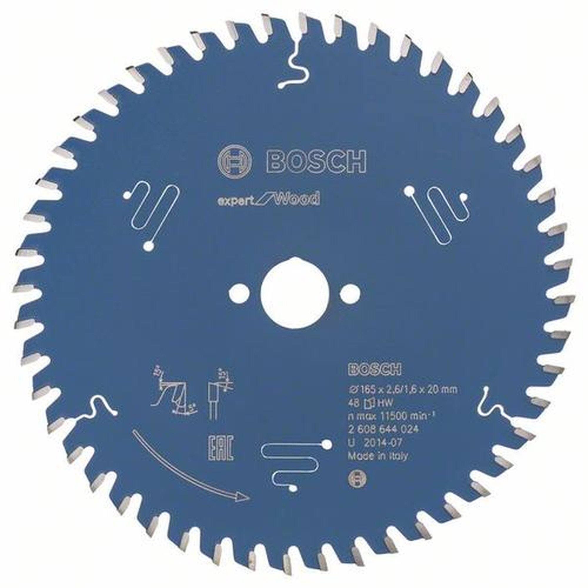 BOSCH Kreissägeblatt Expert für Holz, Ø 165 mm, 48 Zähne
