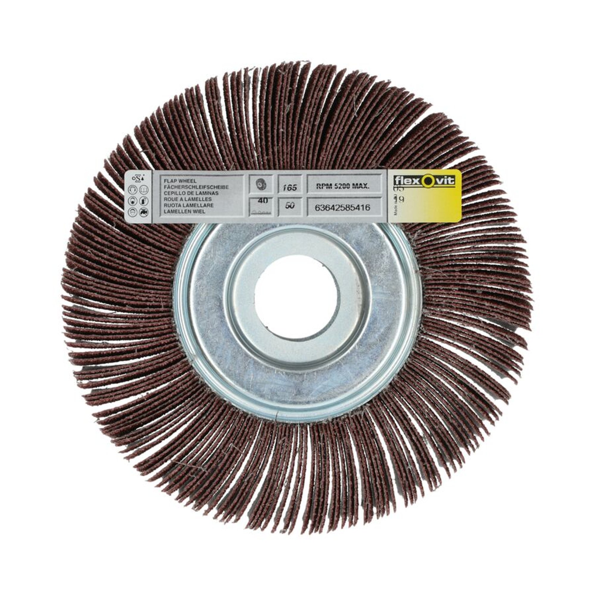 Lamellenschleifrad mit Flansch 165x50x30mm K40 Flexovit SPEEDOFLEX, effizient & robust