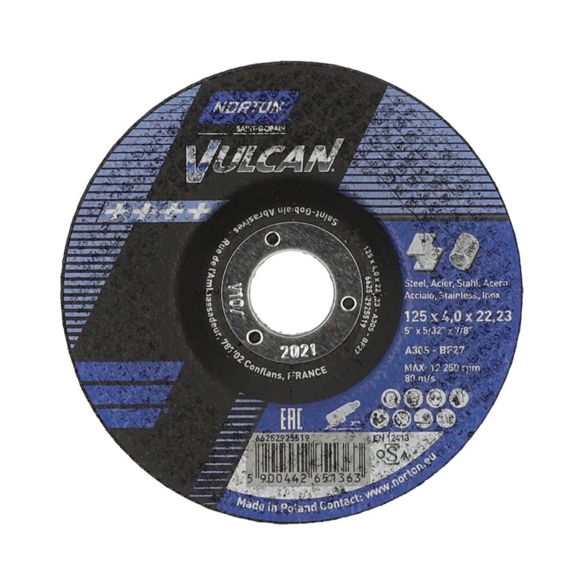 20 x Norton Schruppscheibe gekröpft 125x4,0x22,23 A 30 S Vulcan für Metallbearbeitung