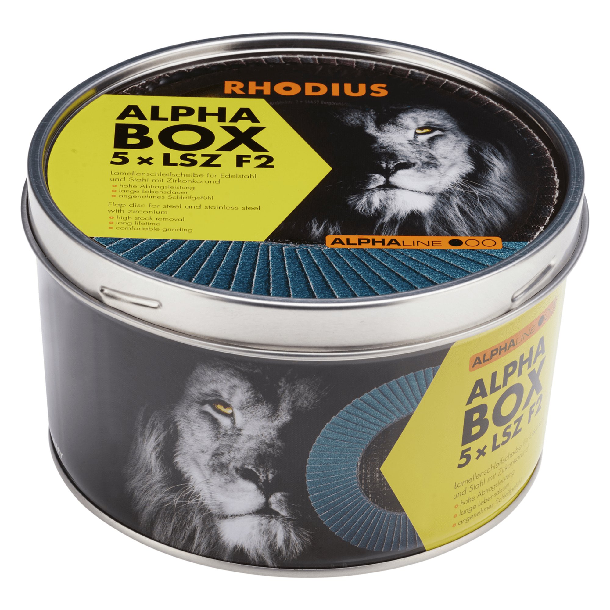 5 x RHODIUS Fächerschleifscheibe Fächerscheibe LSZ F2 BOX Ø 125 mm Korn 40
